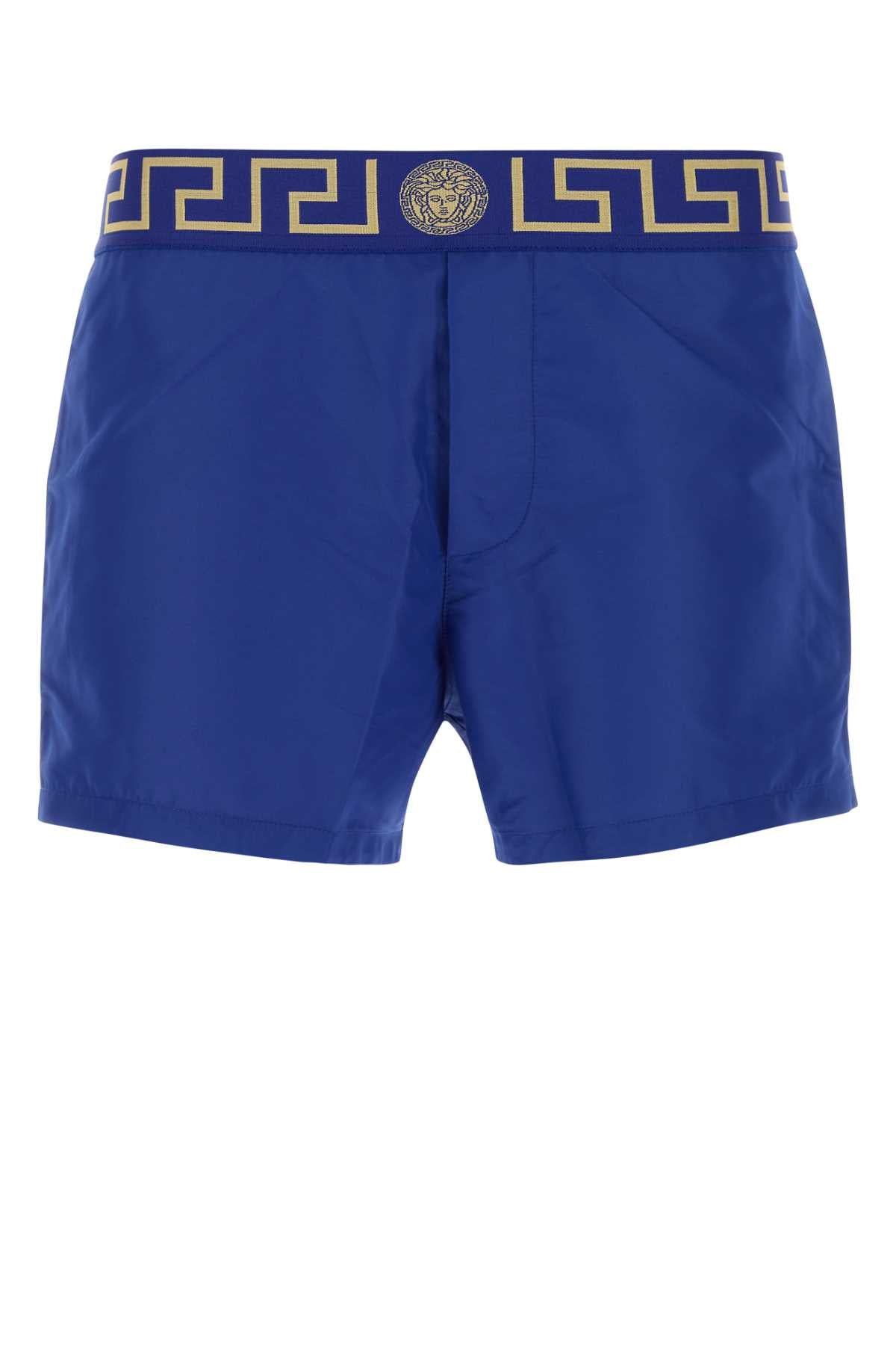 Versace Men Electric Blue Polyester Swimming Shorts VERSACE