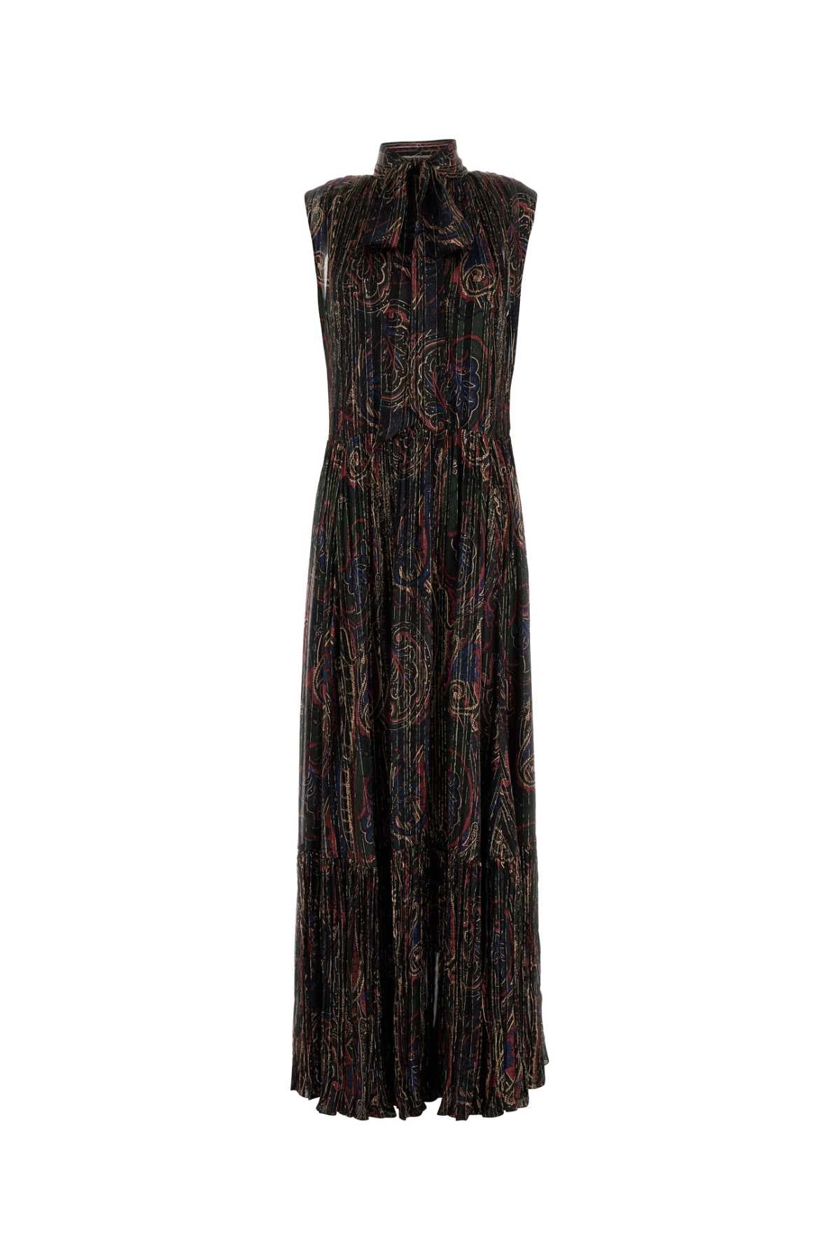 Saint Laurent Women Printed Silk Blend Long Dress SAINT LAURENT