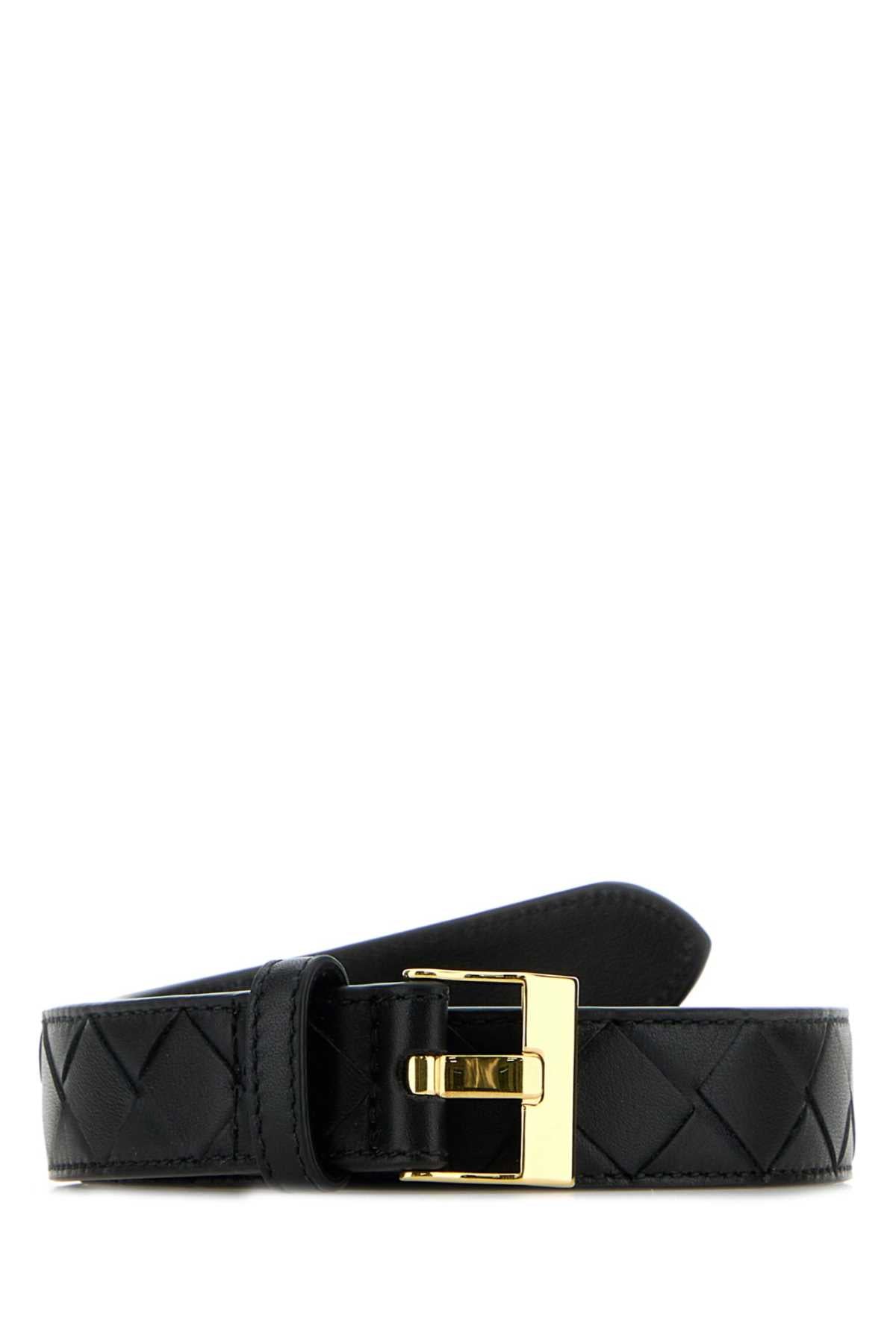 Bottega Veneta Women Black Leather Watch Belt BOTTEGA VENETA