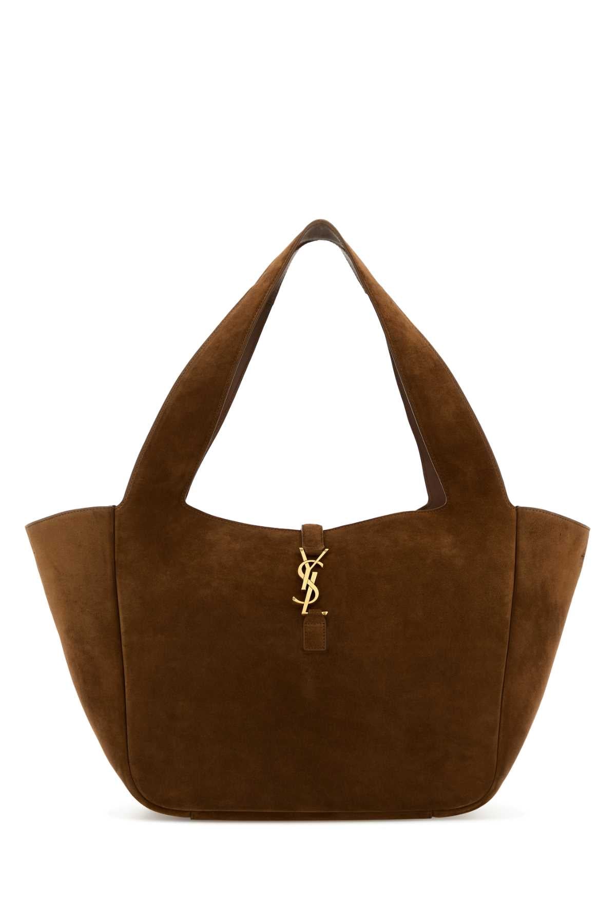 Saint Laurent Women Caramel Suede Leather Le 5 Ã  7 Bea Shoppong Bag SAINT LAURENT