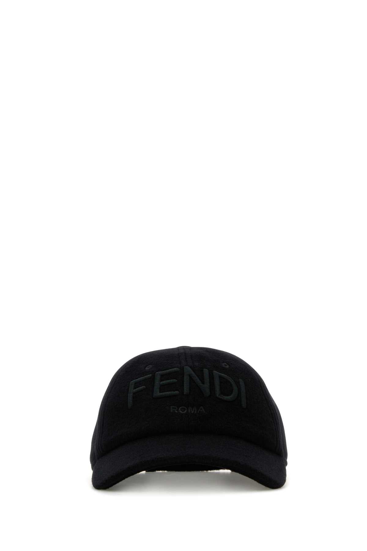 Fendi Men Black Wool Blend Baseball Cap FENDI