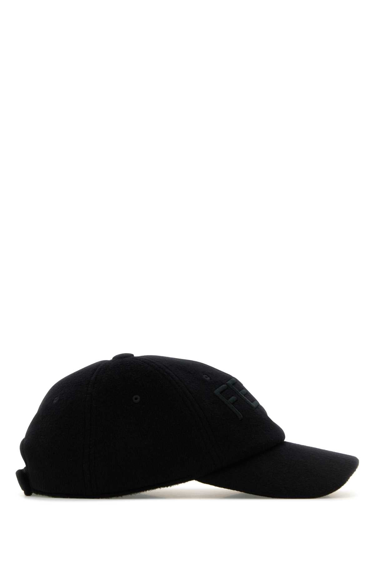 Fendi Men Black Wool Blend Baseball Cap FENDI