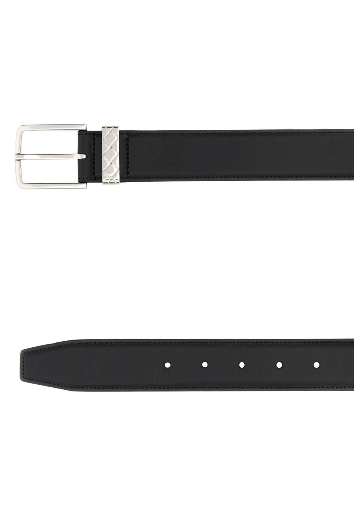Bottega Veneta Men Black Leather Intreccio Loop Belt BOTTEGA VENETA