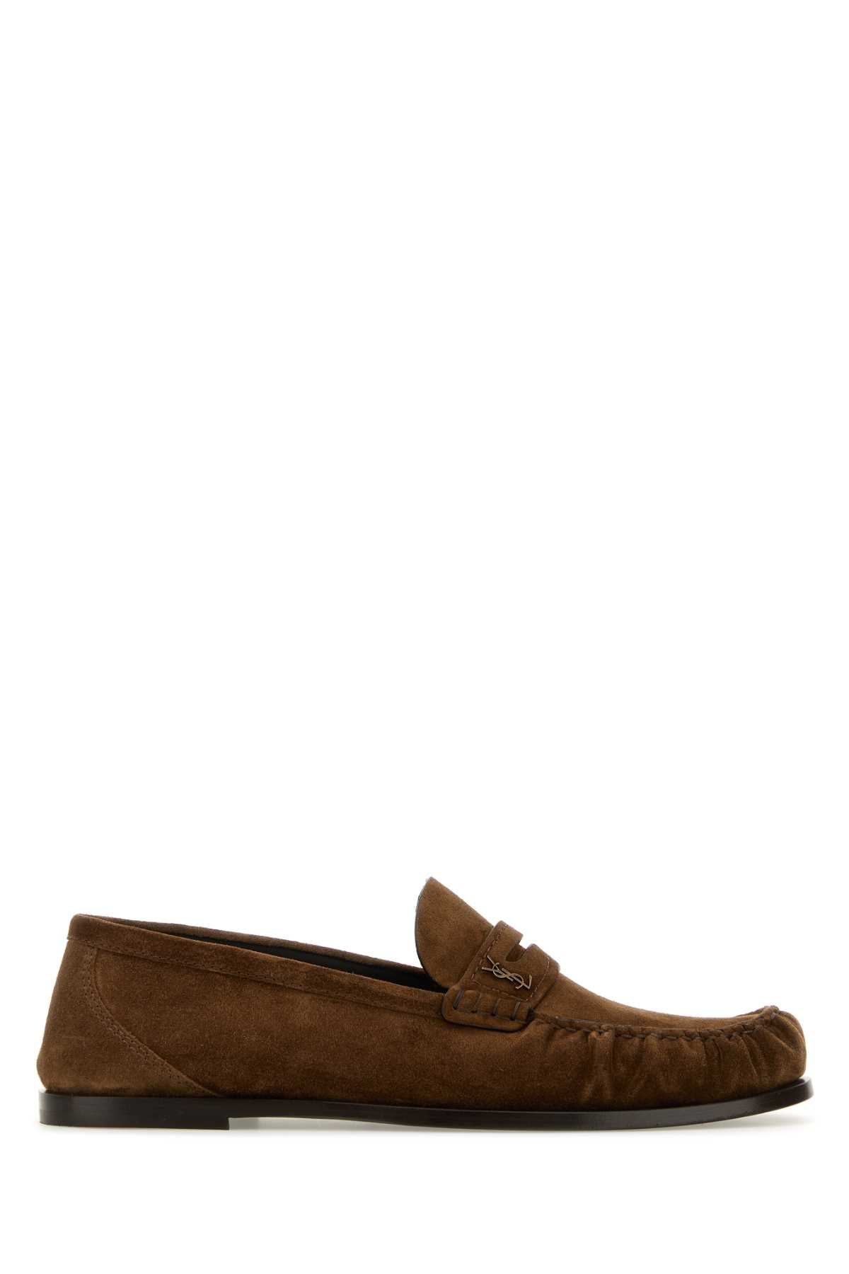 Saint Laurent Men Brown Suede Loafers SAINT LAURENT