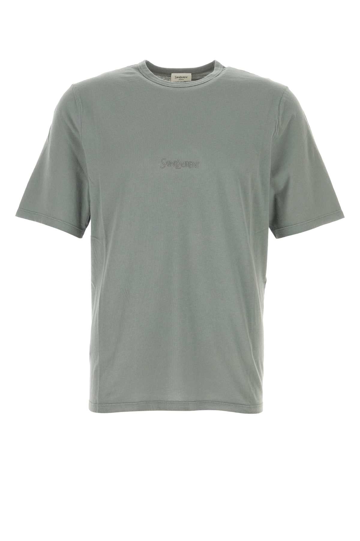 Saint Laurent Men Sage Green Cotton T-Shirt SAINT LAURENT