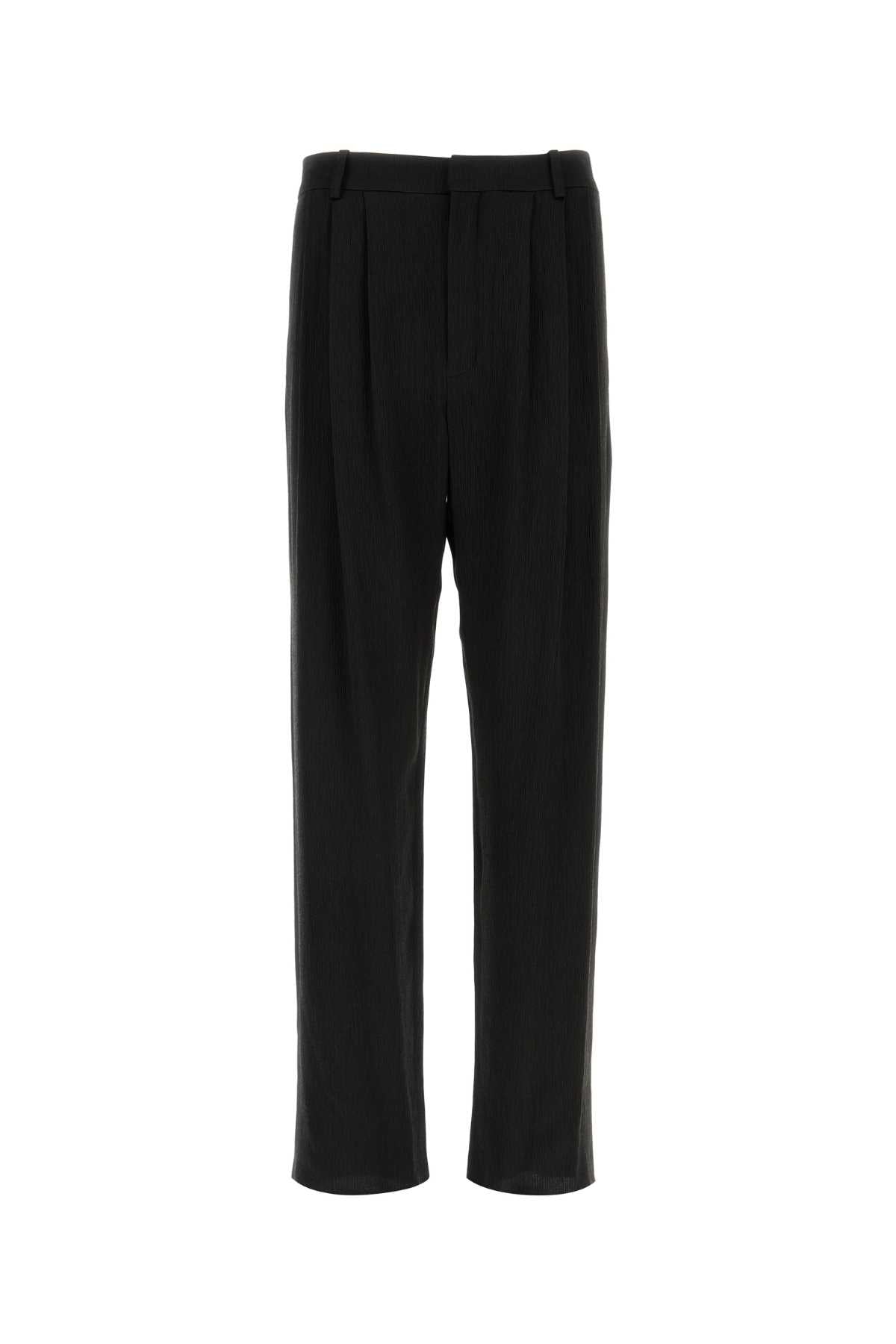 Saint Laurent Men Black Crepe Wide-Leg Pant SAINT LAURENT