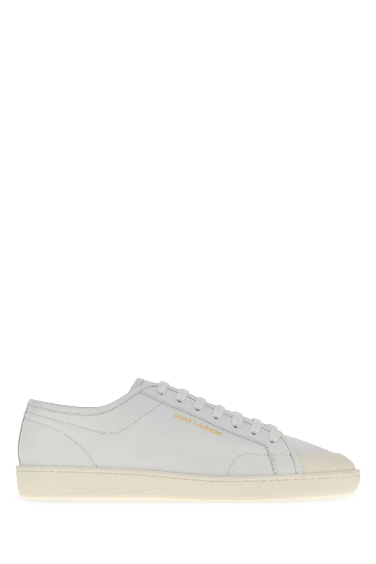Saint Laurent Men White Leather Gym Sneakers