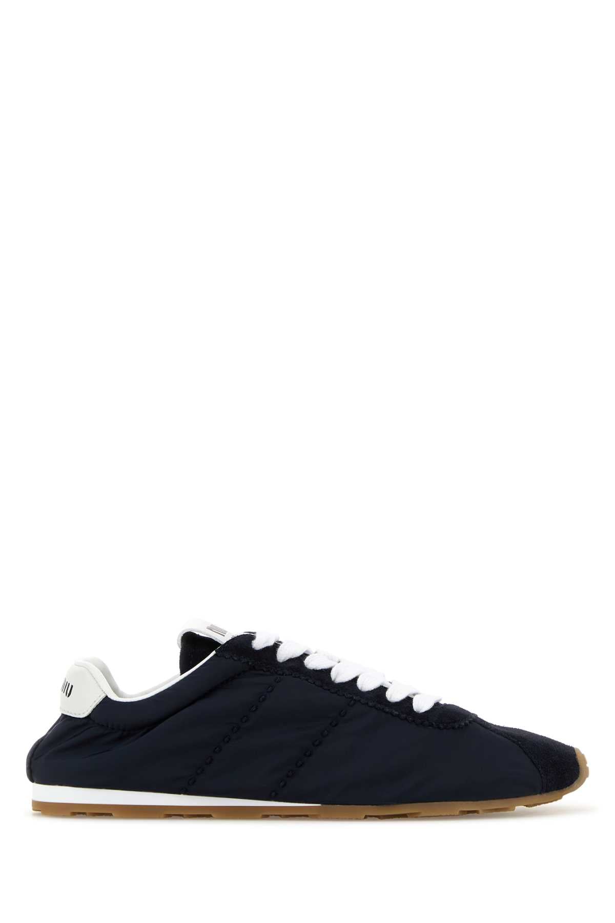 Miu Miu Women Navy Blue Fabric And Suede Sneakers MIU MIU