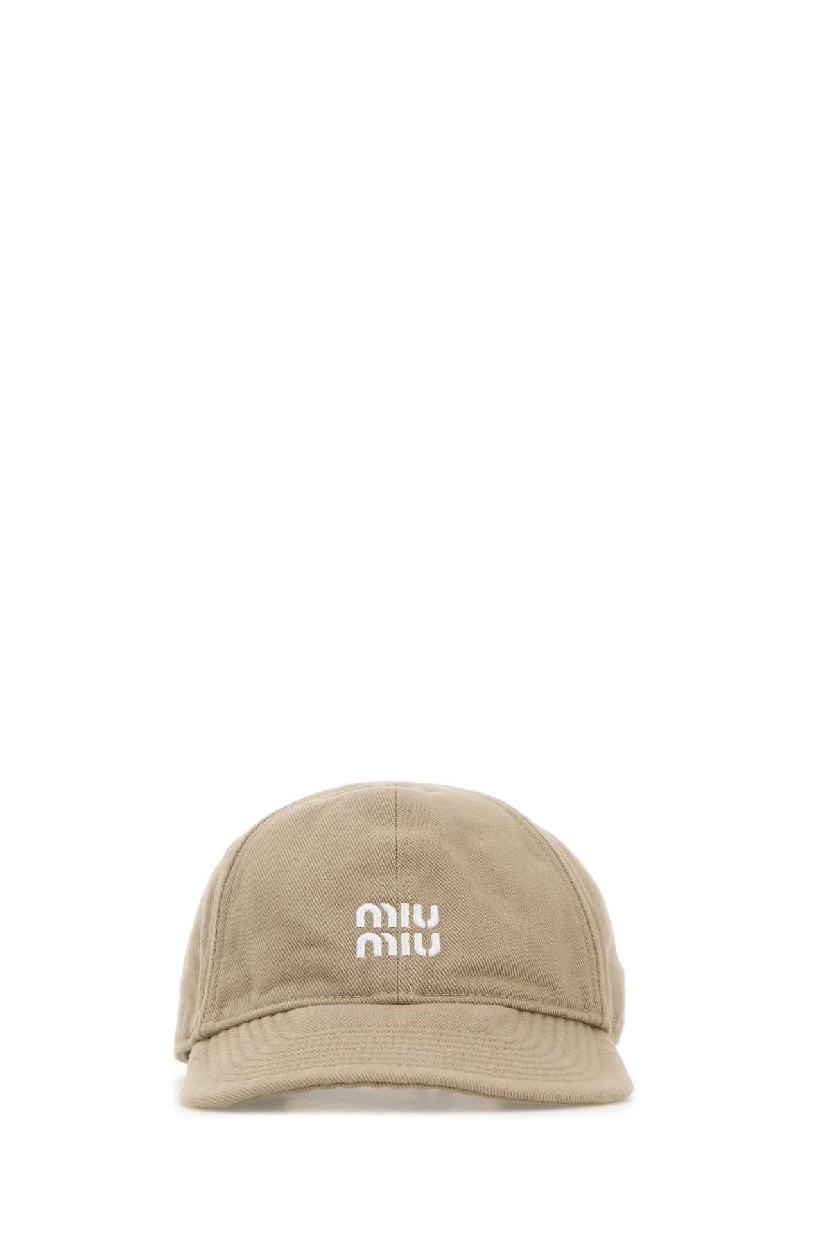 Miu Miu Women Beige Cotton Baseball Cap MIU MIU