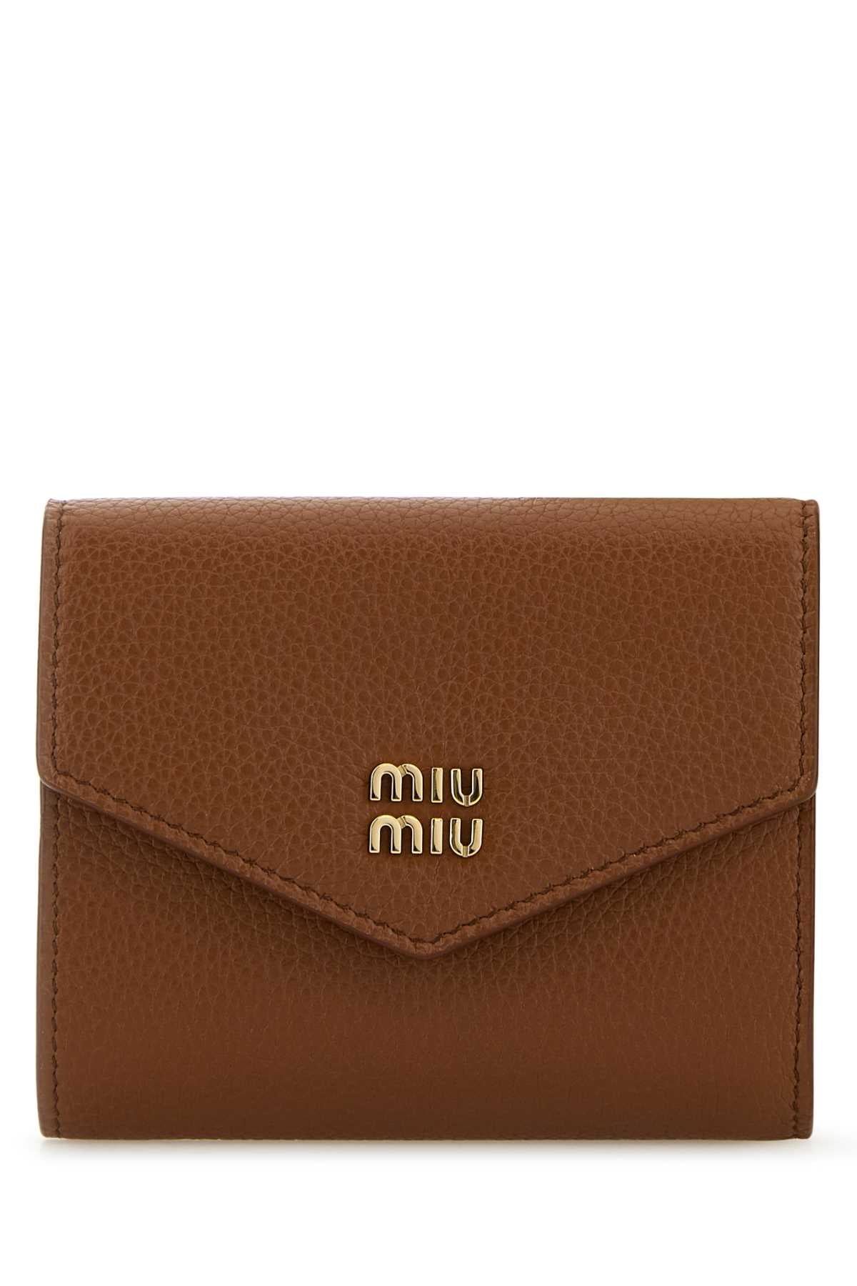 Miu Miu Women Caramel Leather Wallet MIU MIU