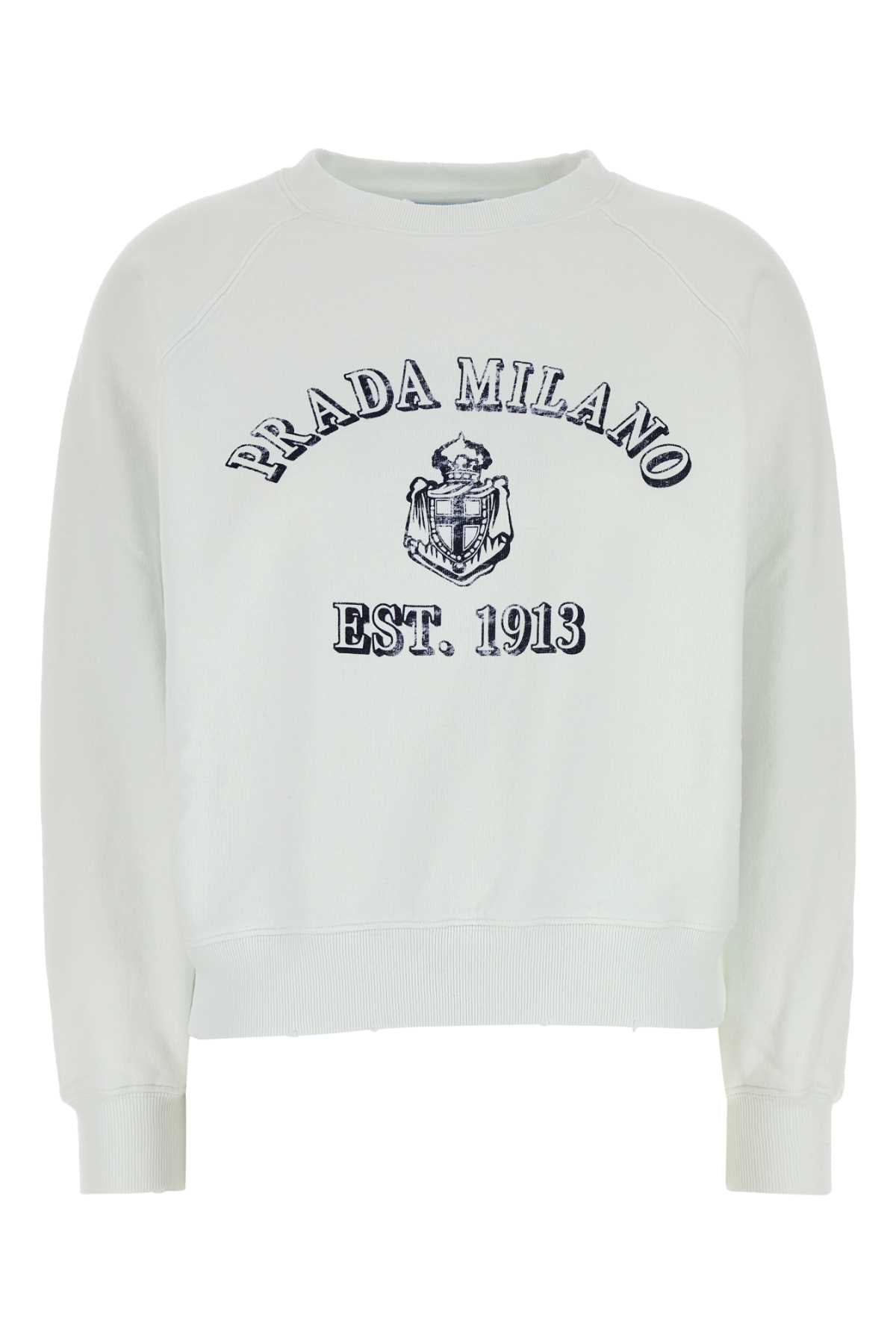 Prada Women White Cotton Sweatshirt PRADA