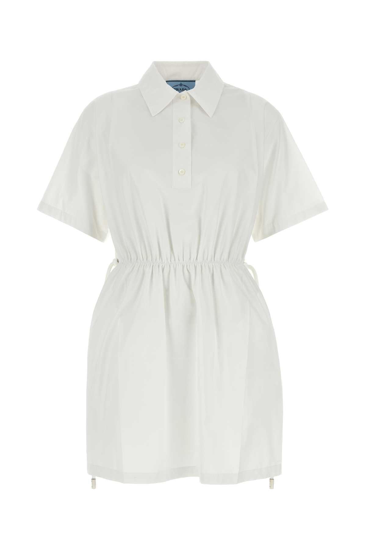 Prada Women White Poplin Shirt Dress PRADA