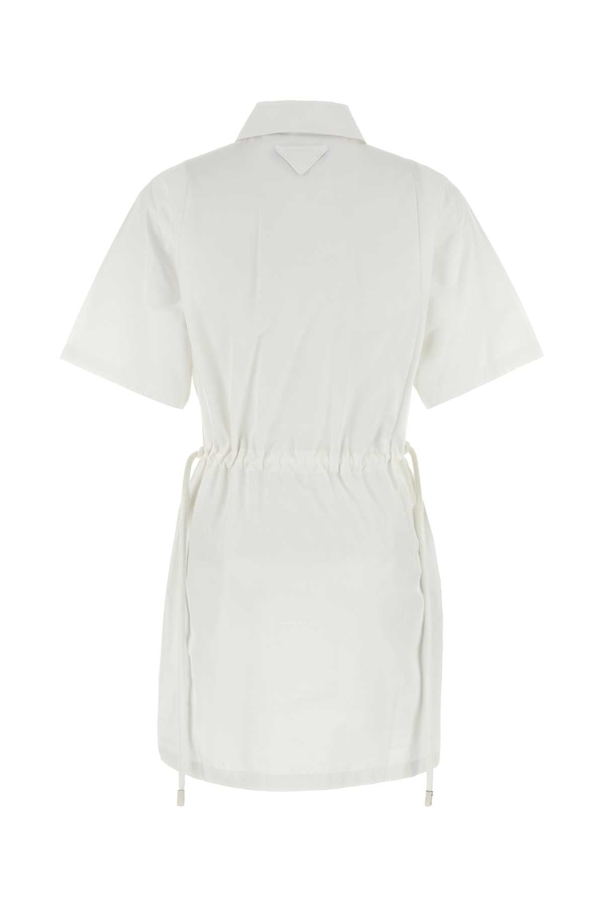 Prada Women White Poplin Shirt Dress PRADA