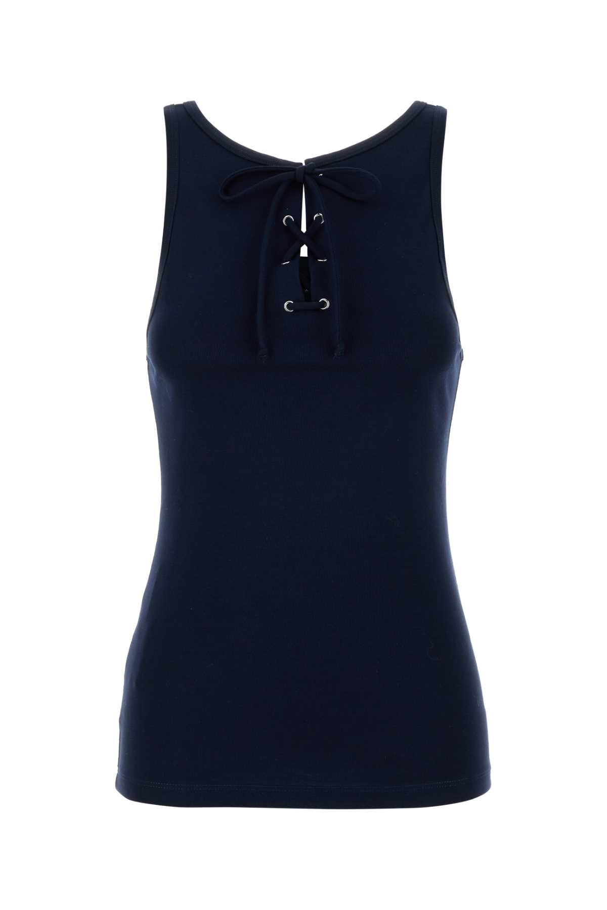 Prada Women Navy Blue Cotton Tank Top PRADA