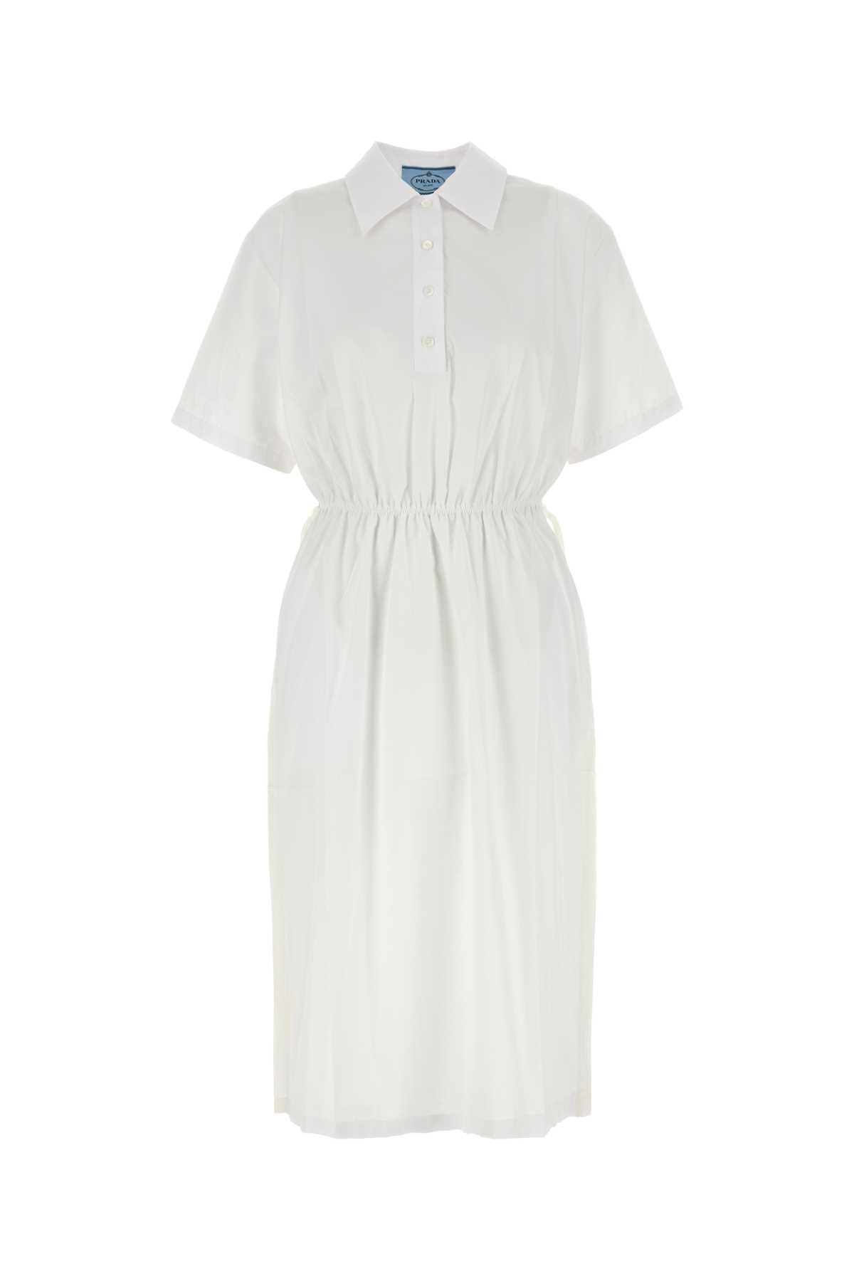 Prada Women White Poplin Shirt Dress PRADA