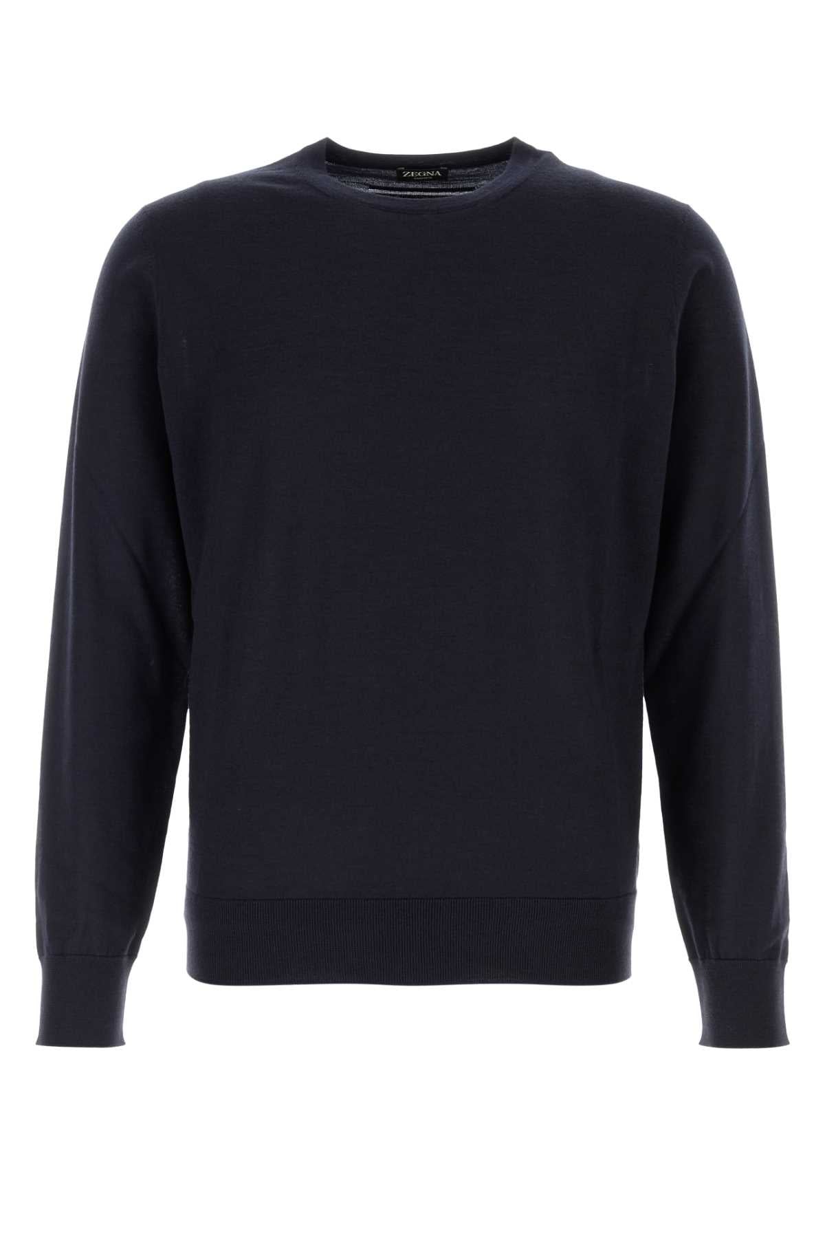 Zegna Men Midnight Blue Cashmere Blend Sweater ZEGNA