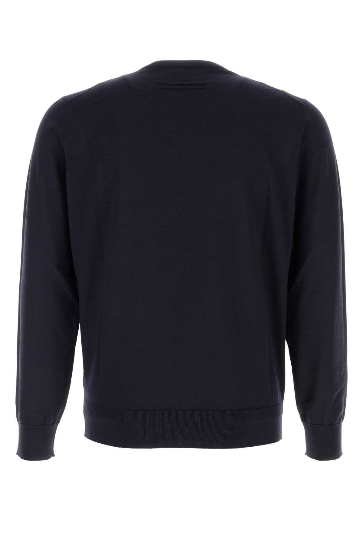Zegna Men Midnight Blue Cashmere Blend Sweater ZEGNA