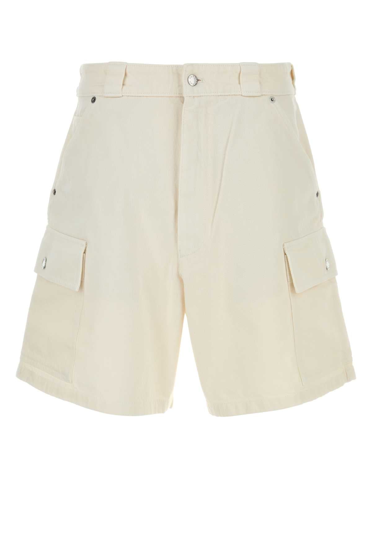 Prada Men White Denim Bermuda Shorts PRADA