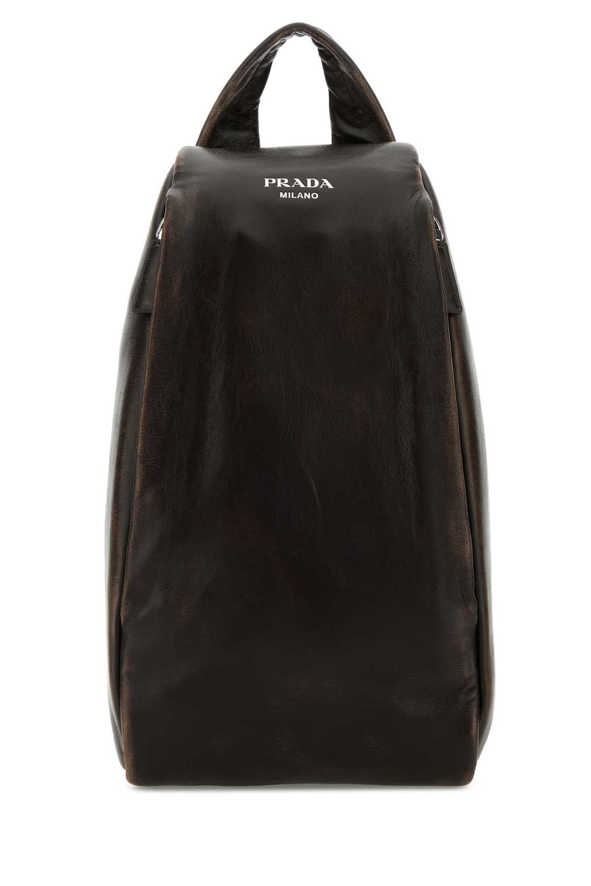 Prada Men Dark Brown Nappa Leather Backpack PRADA
