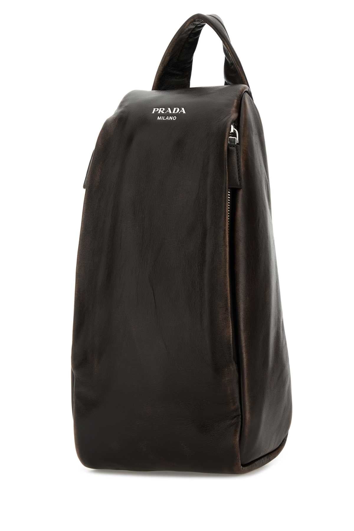 Prada Men Dark Brown Nappa Leather Backpack PRADA
