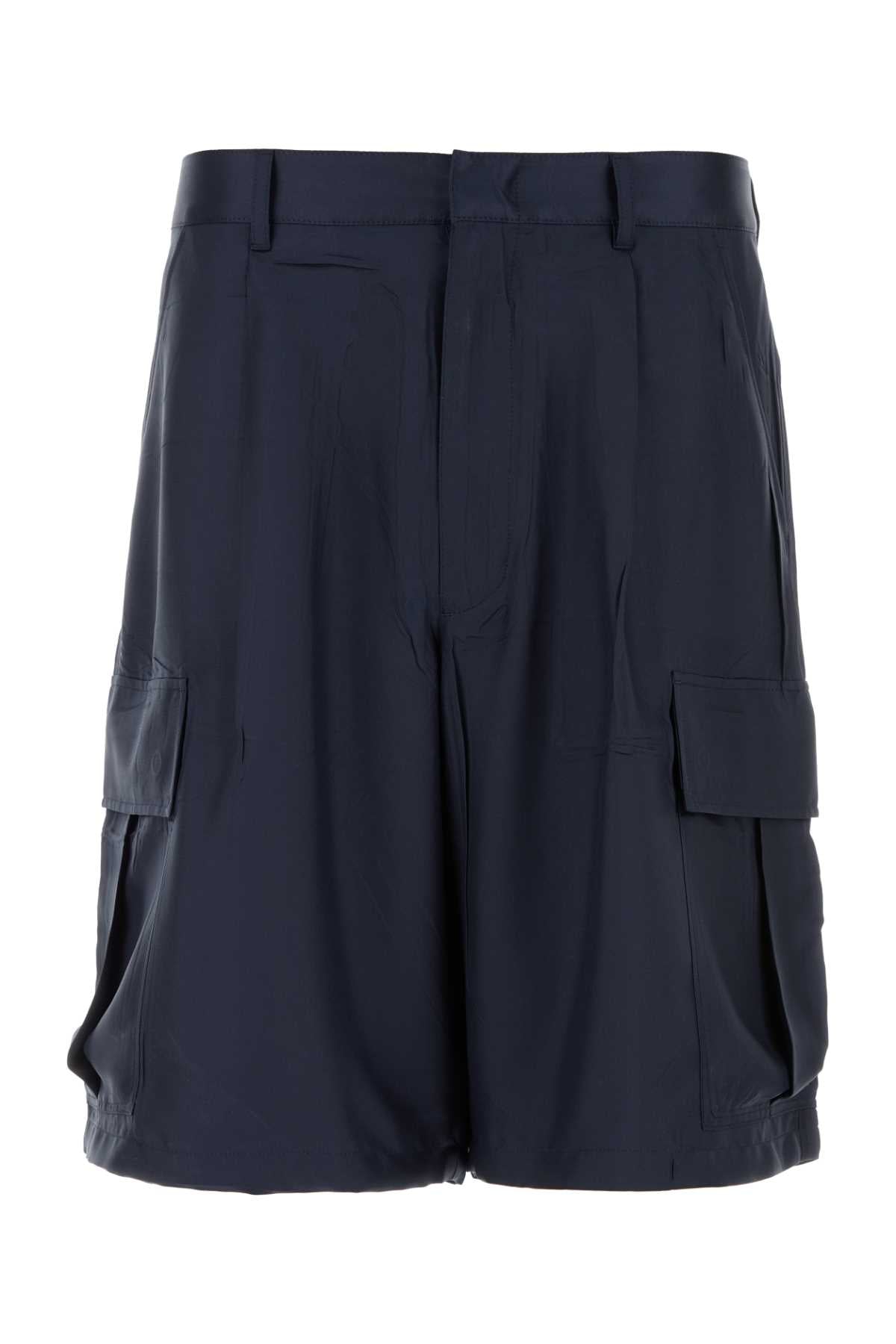 Prada Men Dark Blue Silk Bermuda Shorts PRADA