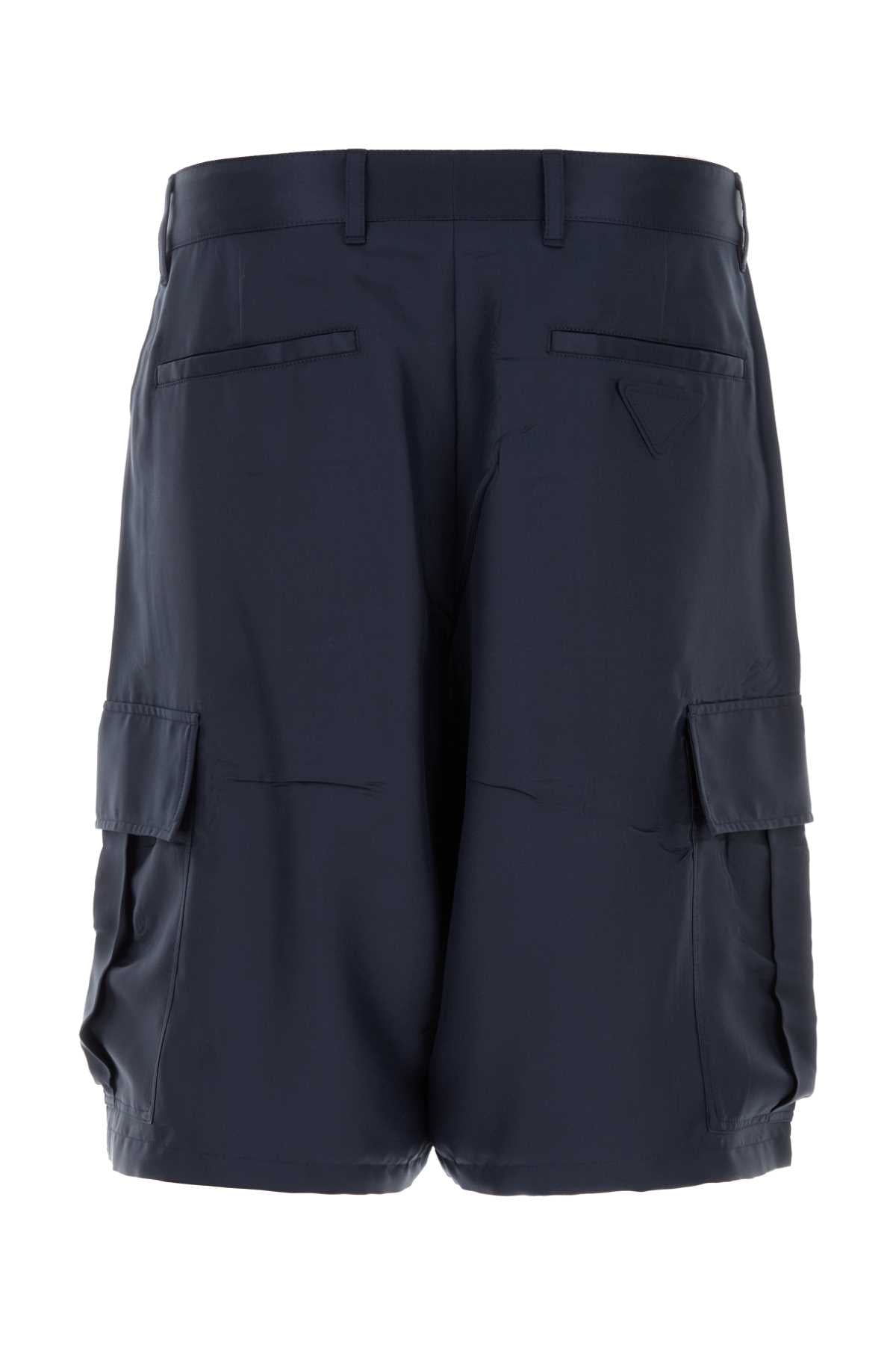 Prada Men Dark Blue Silk Bermuda Shorts PRADA