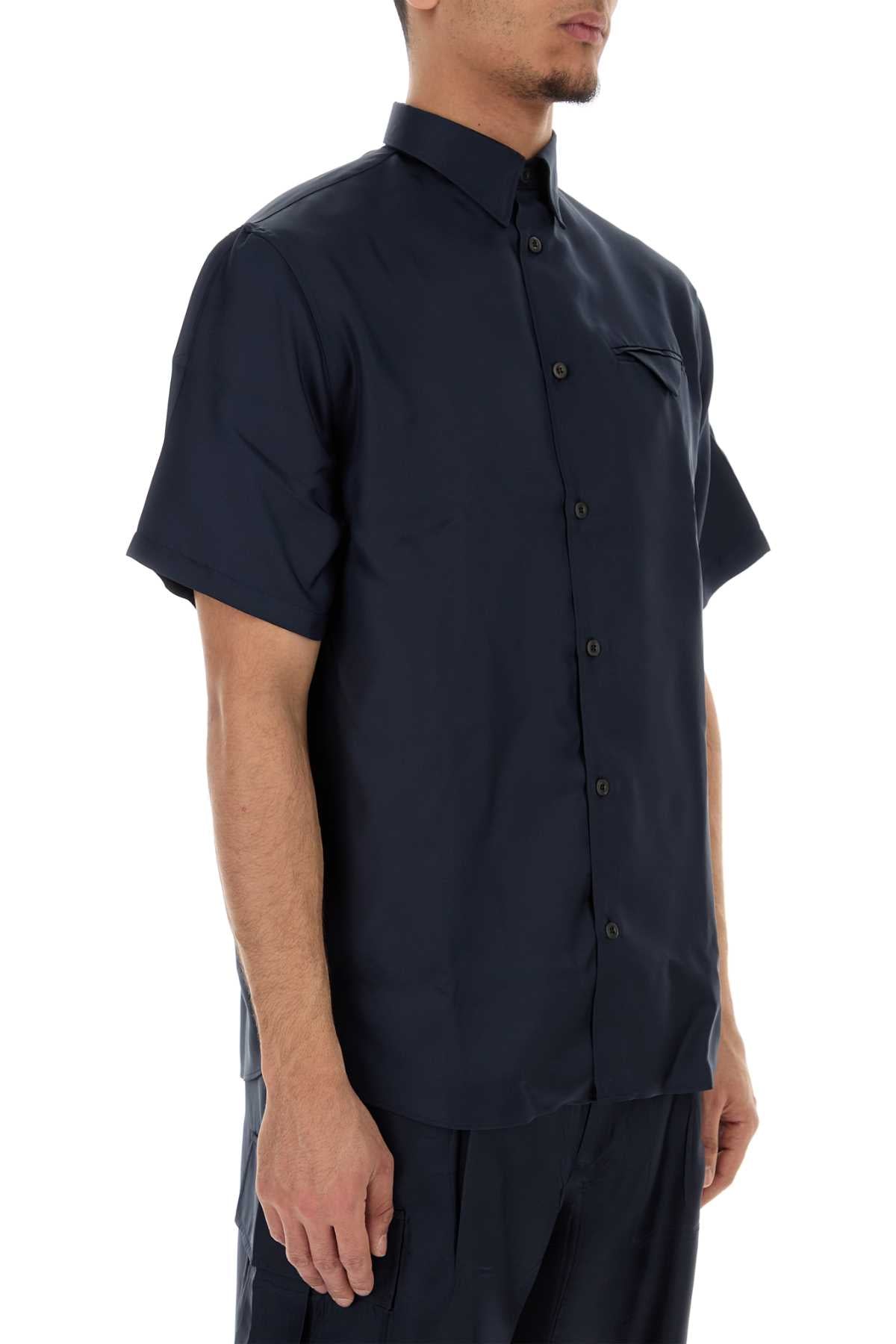 Prada Men Blue Satin Shirt PRADA