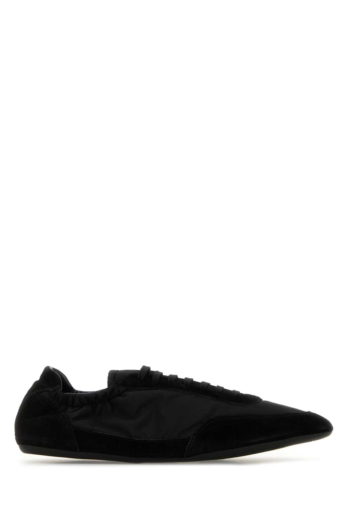 Prada Men Black Nylon And Suede Sneakers PRADA