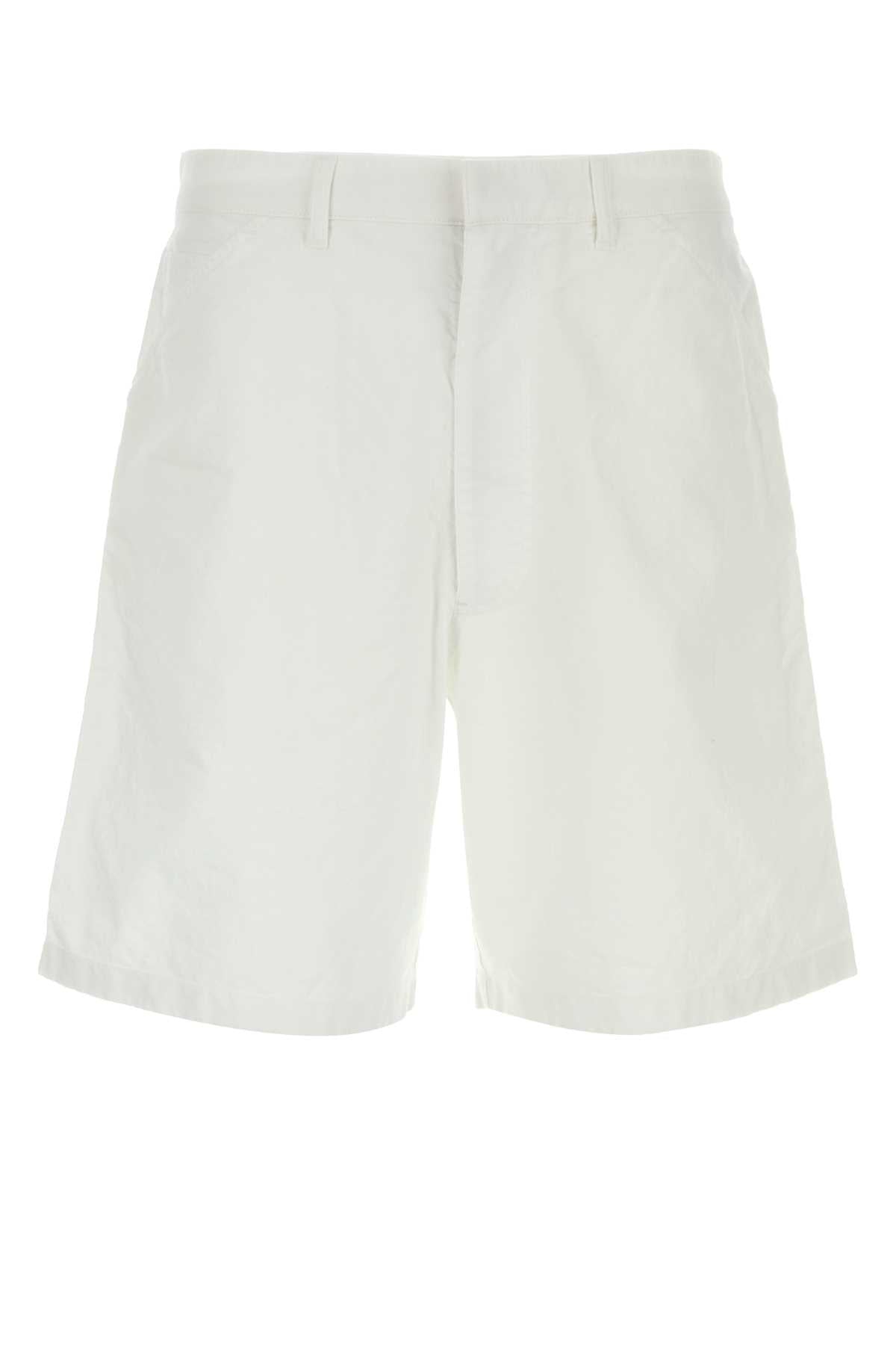 Prada Men White Oxford Bermuda Shorts PRADA