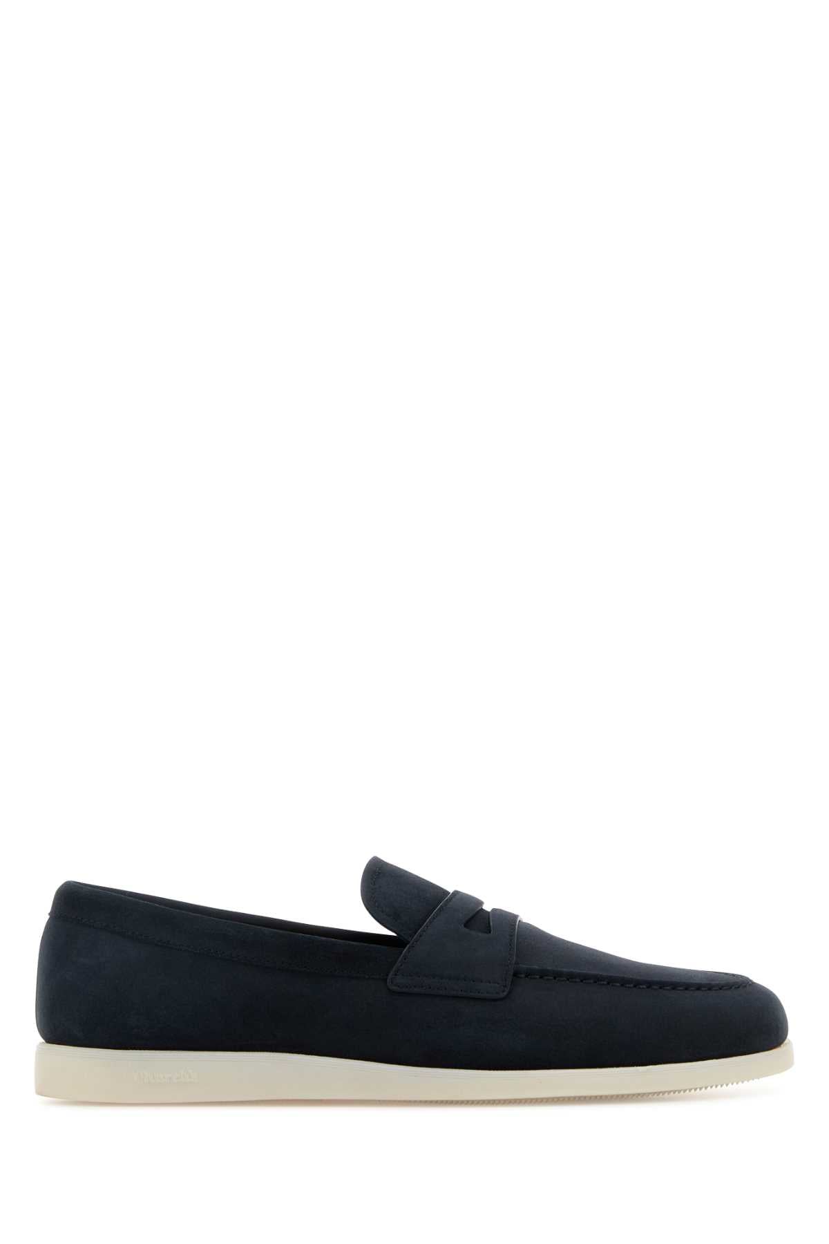 Church's Men Navy Blue Suede Loafers CHURCH'S