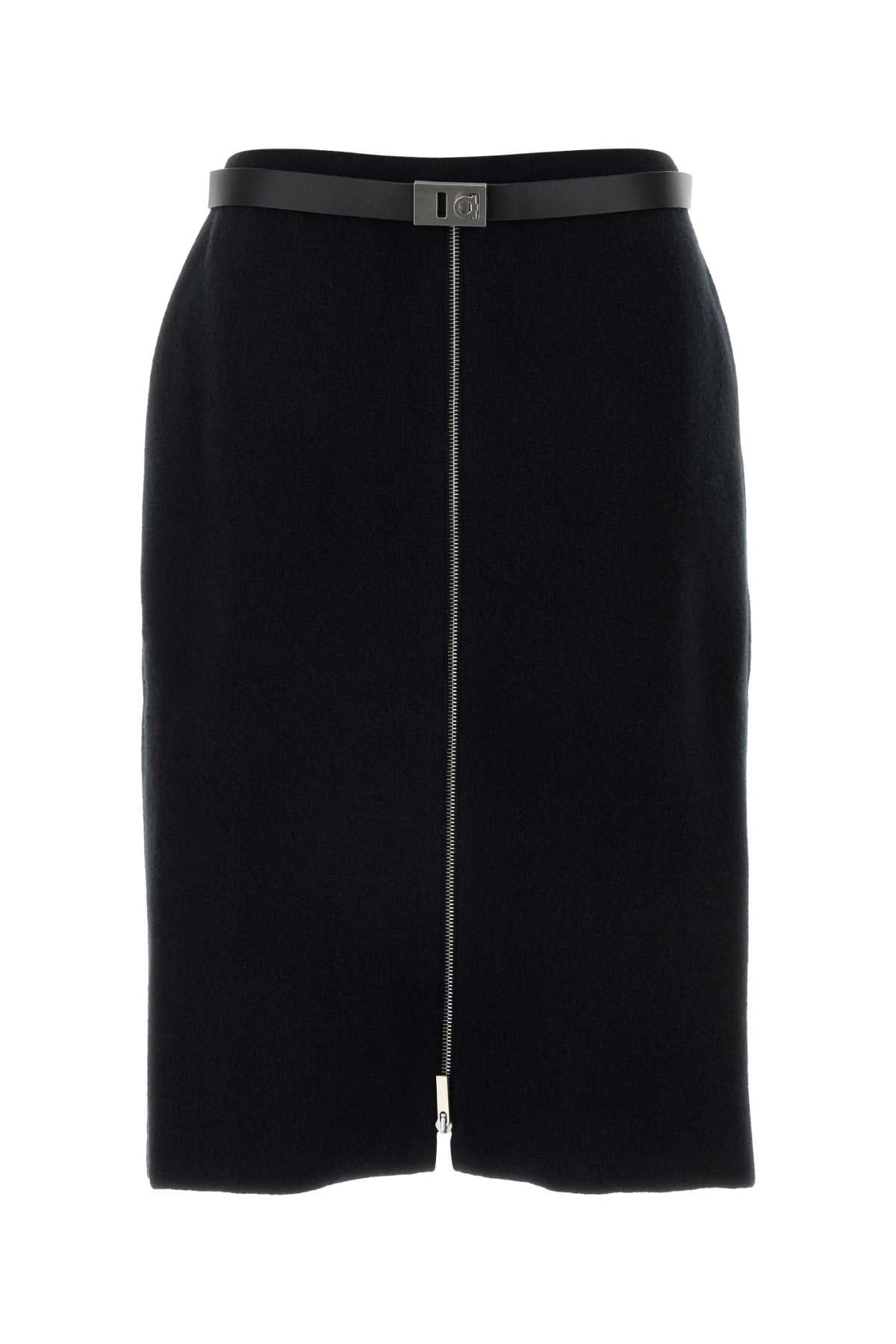 Salvatore Ferragamo Women Black Stretch Wool Blend Skirt FERRAGAMO