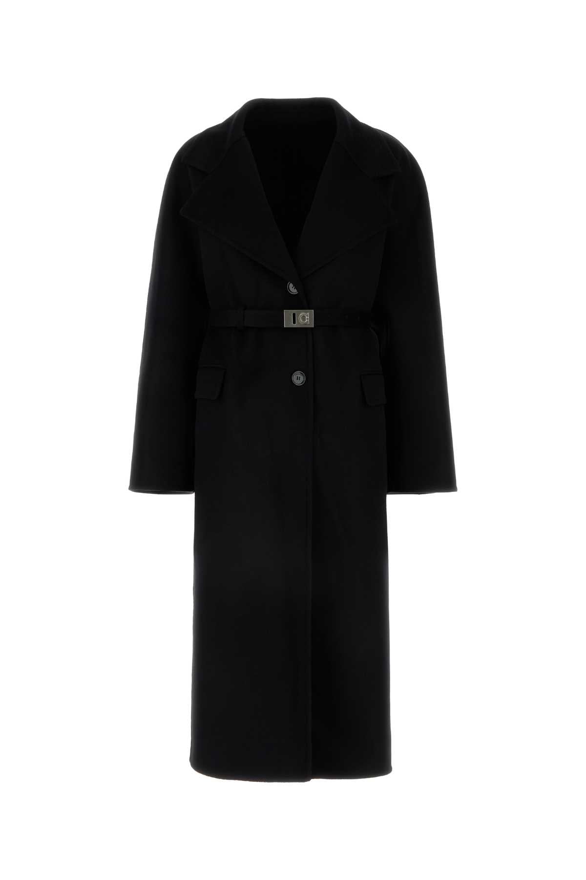 Salvatore Ferragamo Women Black Wool Blend Coat FERRAGAMO