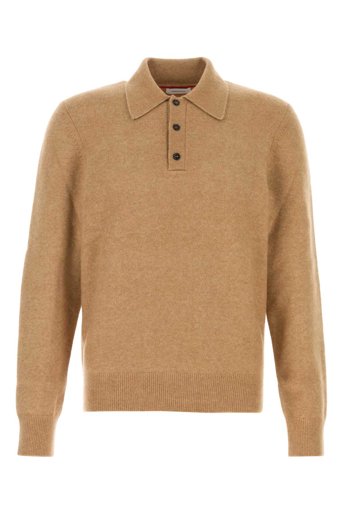 Salvatore Ferragamo Men Stretch Camel Blend Polo Shirt FERRAGAMO