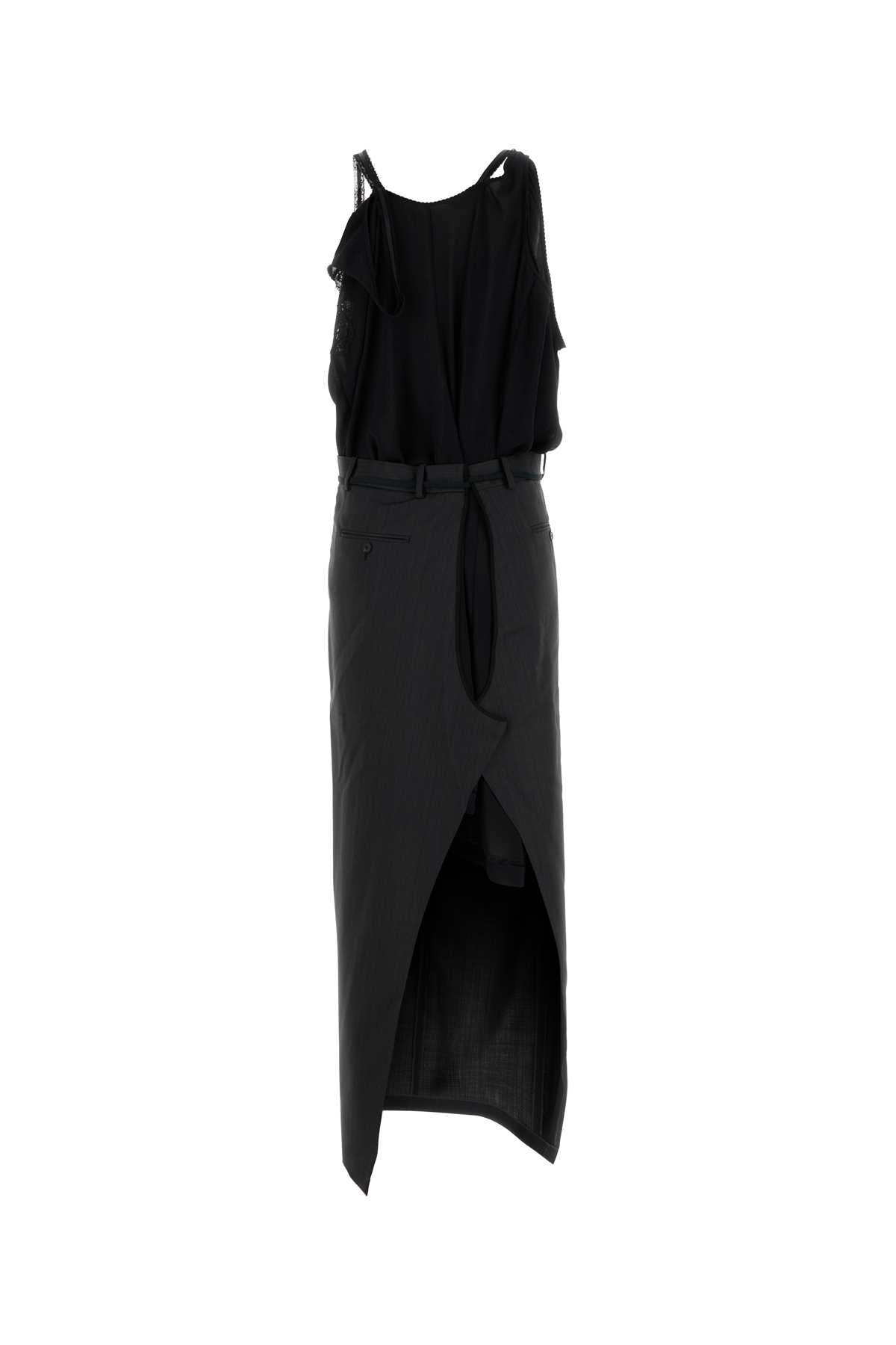 Balenciaga Women Black Georgette And Jersey Patched Slip Dress BALENCIAGA