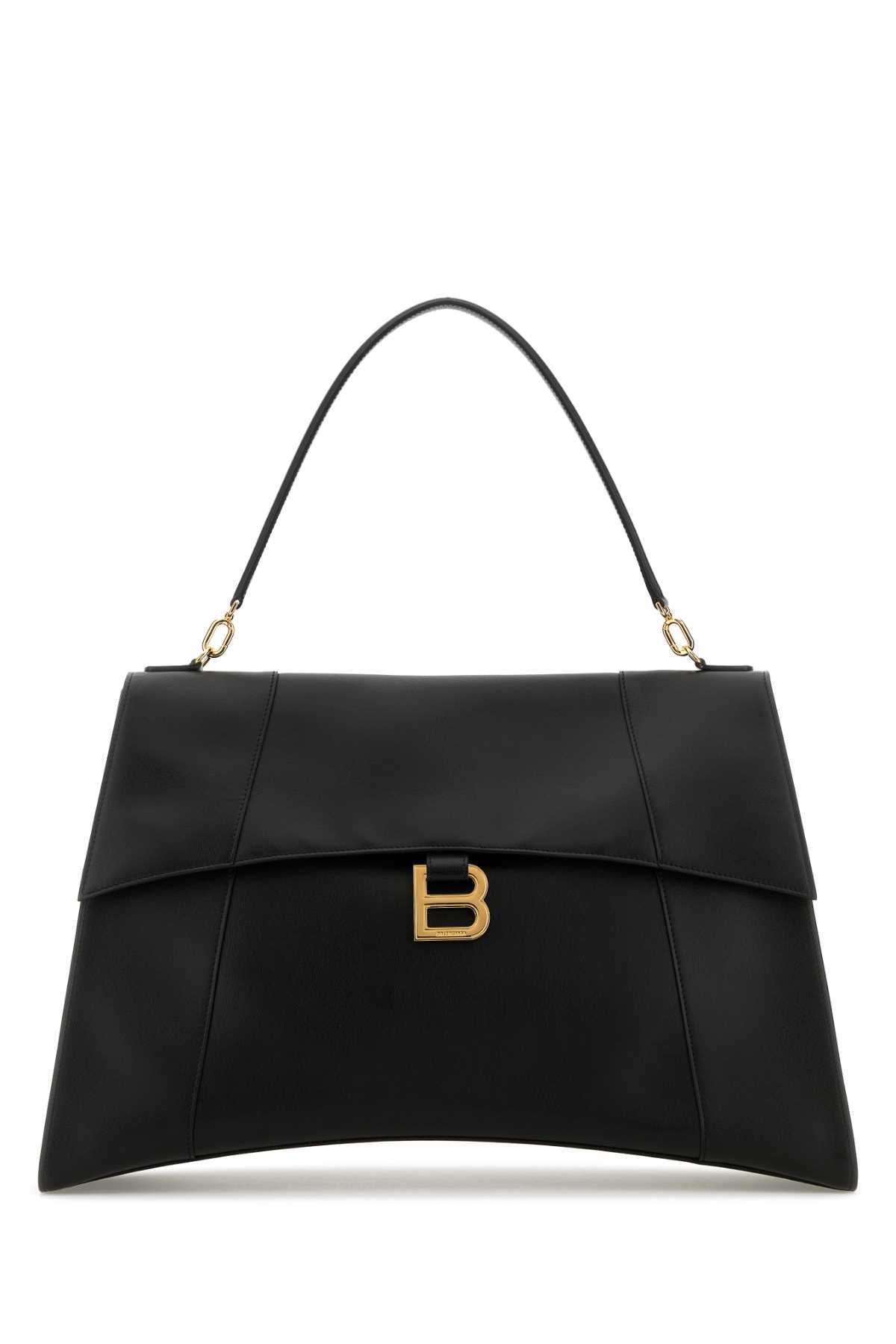 Balenciaga Women Black Leather Large Hourglass Soft Handbag BALENCIAGA
