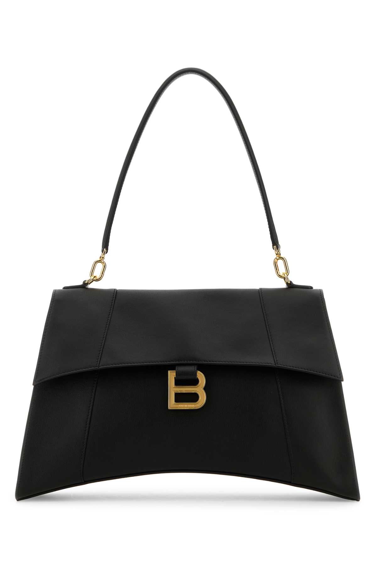 Balenciaga Women Black Leather Hourglass Shoulder Bag BALENCIAGA