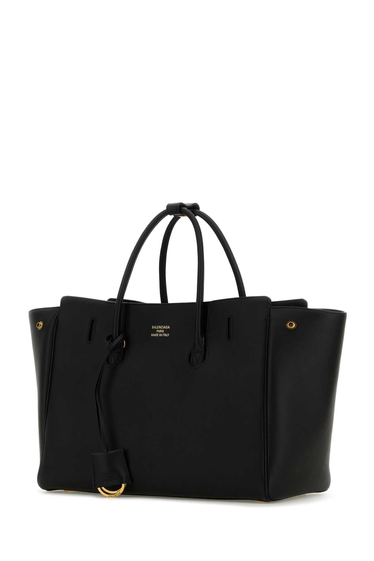 Balenciaga Women Black Leather Small Carry All Hempton Handbag BALENCIAGA