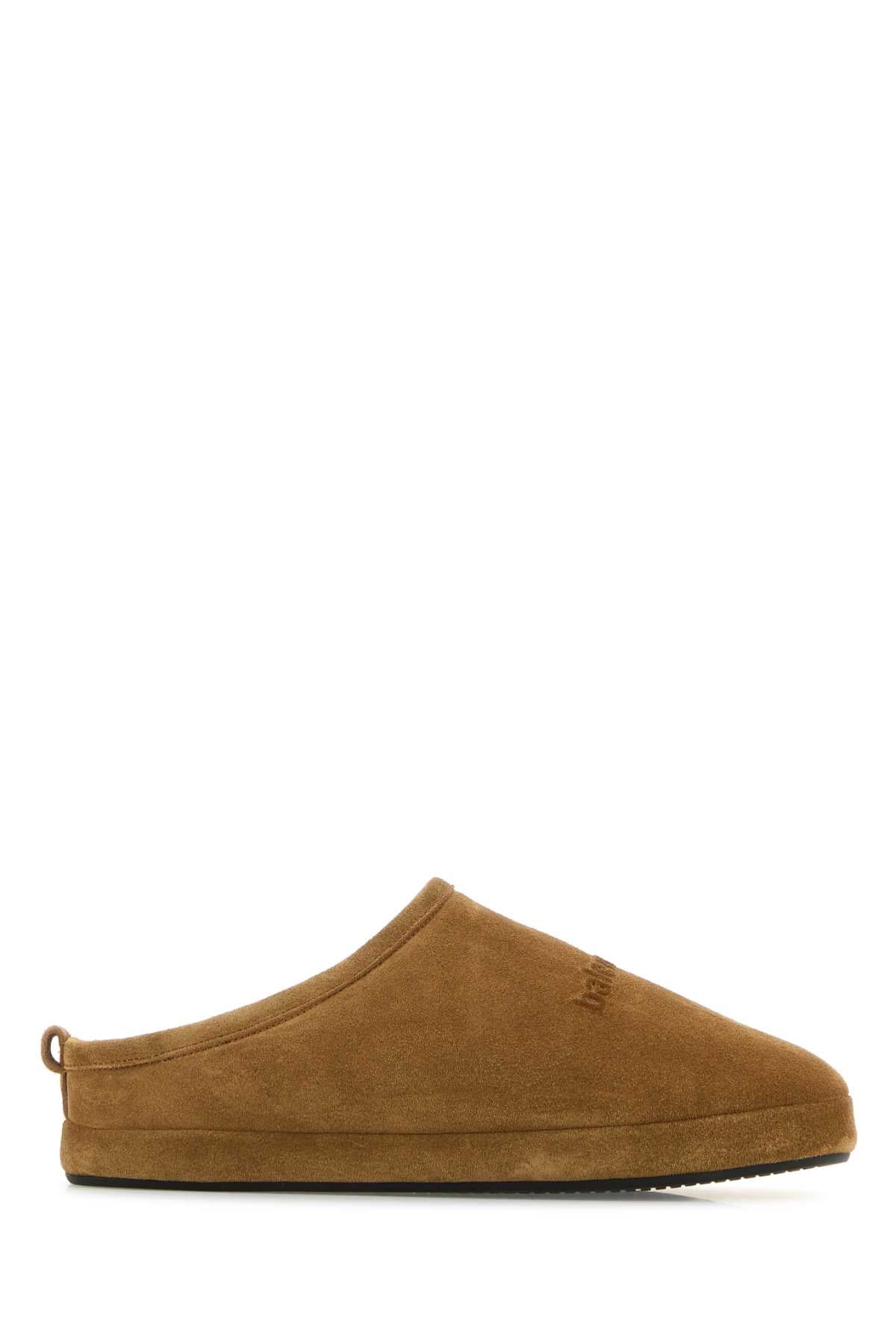 Balenciaga Men Camel Suede Alaska Ankle Slippers BALENCIAGA