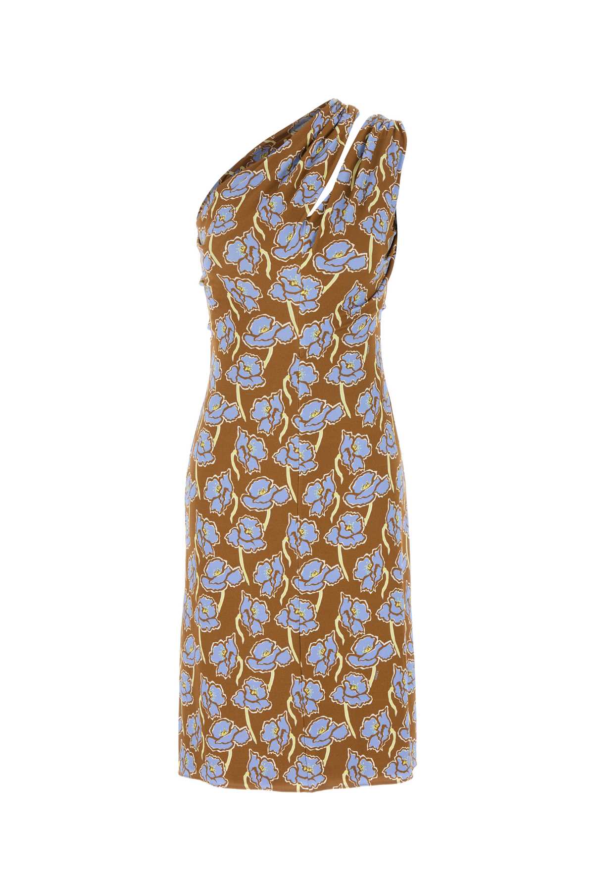 Versace Women Printed Stretch Crepe One-Shoulder Dress VERSACE