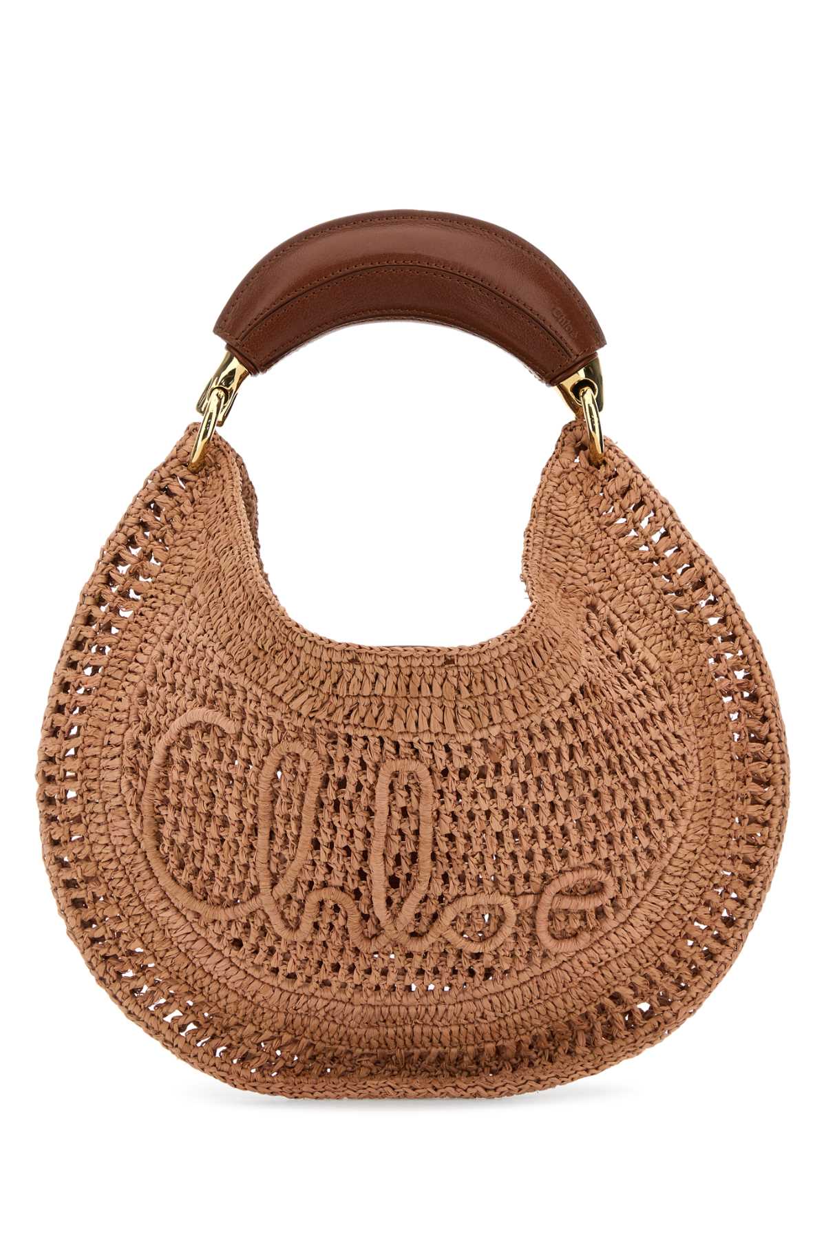 Chloe Women Antiqued Pink Raffia Banana Handbag CHLOE