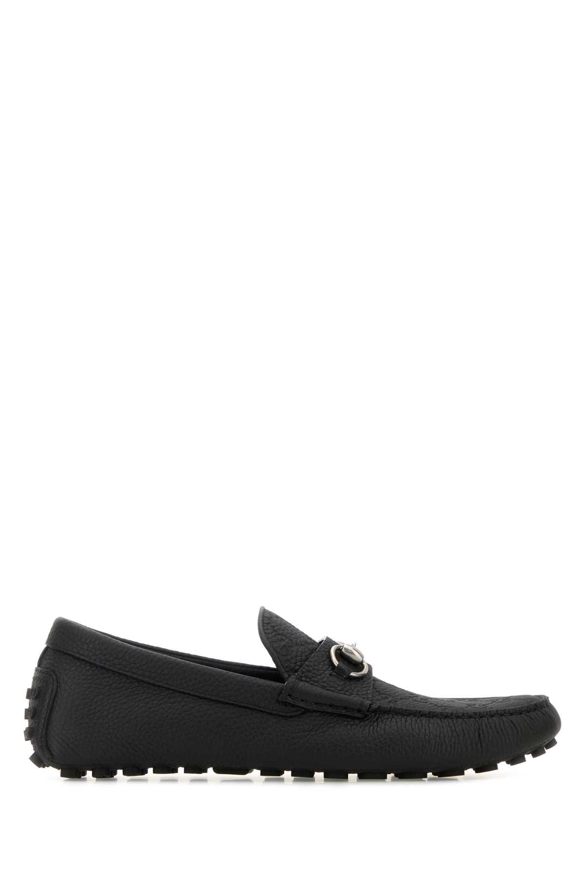 Gucci Men Black Leather Driver Loafers GUCCI