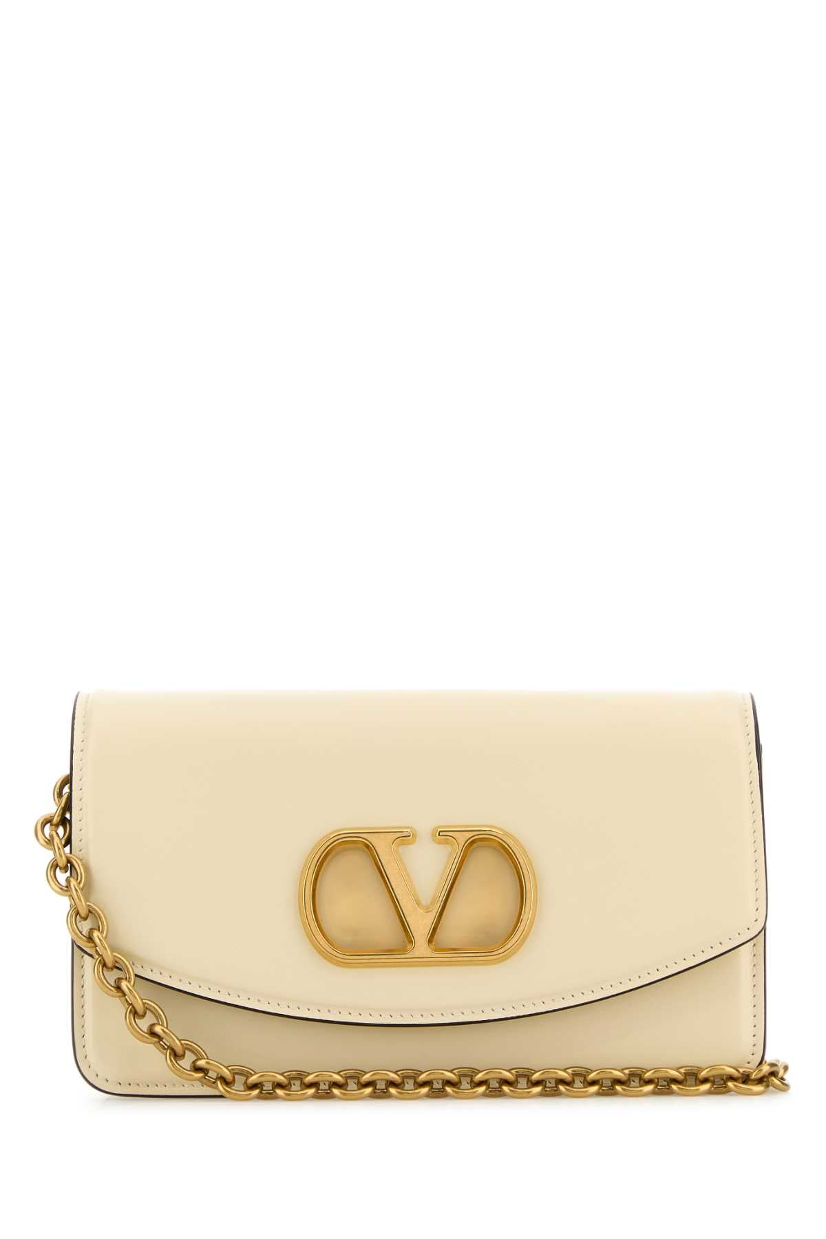 Valentino Garavani Women Ivory Leather Vlogo Signature Shoulder Bag VALENTINO GARAVANI