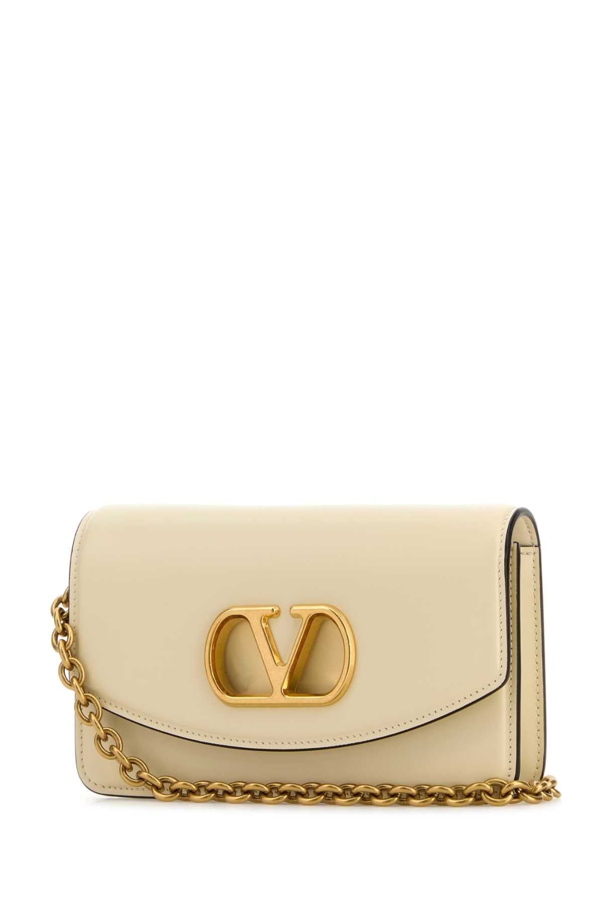 Valentino Garavani Women Ivory Leather Vlogo Signature Shoulder Bag VALENTINO GARAVANI