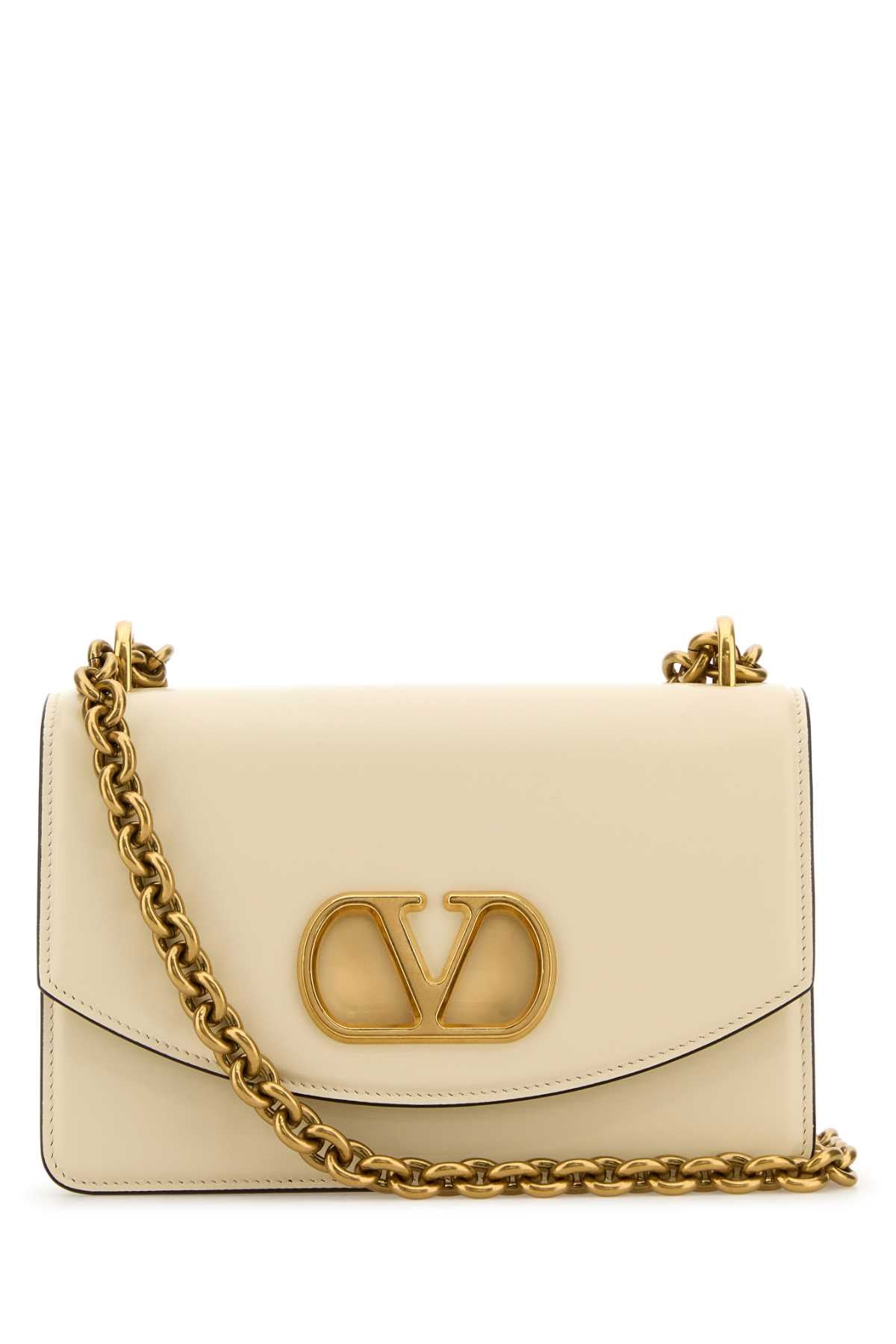 Valentino Garavani Women Ivory Leather Vlogo Signature Shoulder Bag VALENTINO GARAVANI