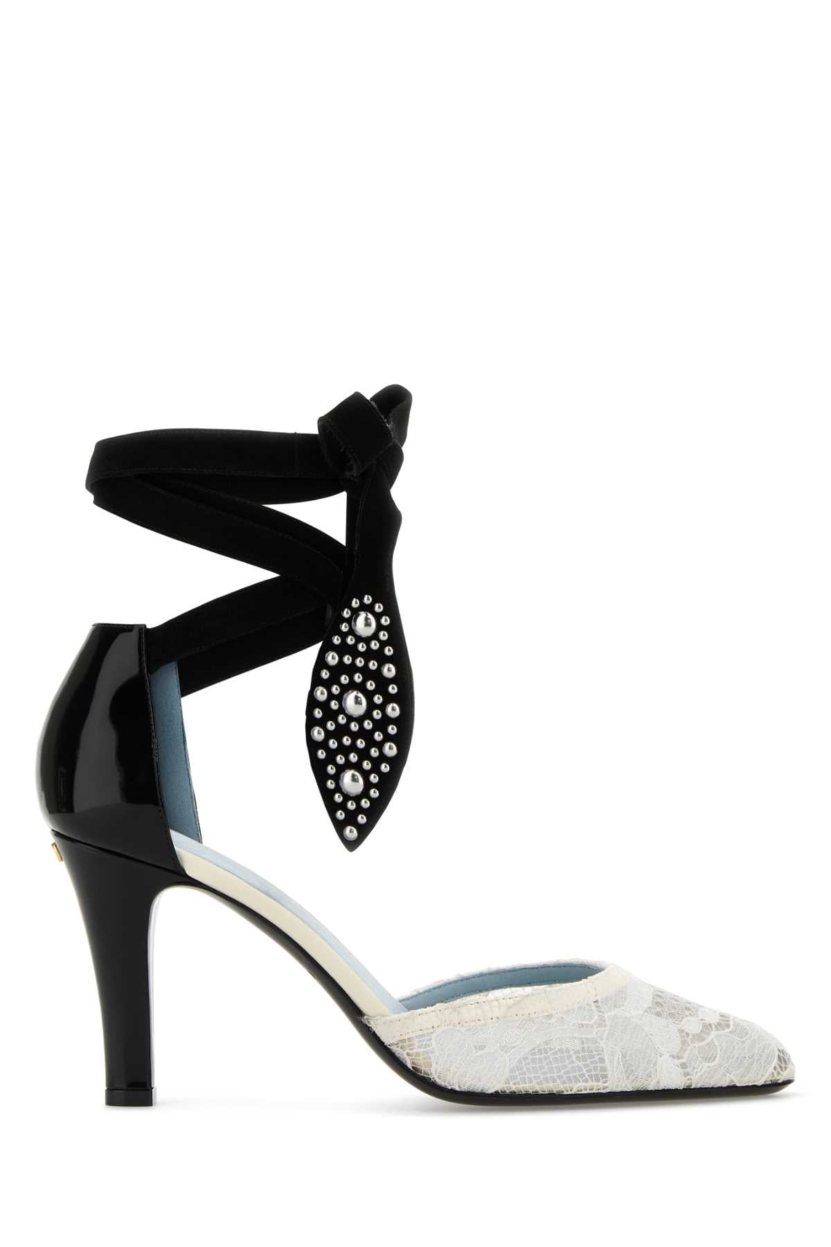 Valentino Garavani Women Two-Tone Lace And Leather Foliefoliage Pumps