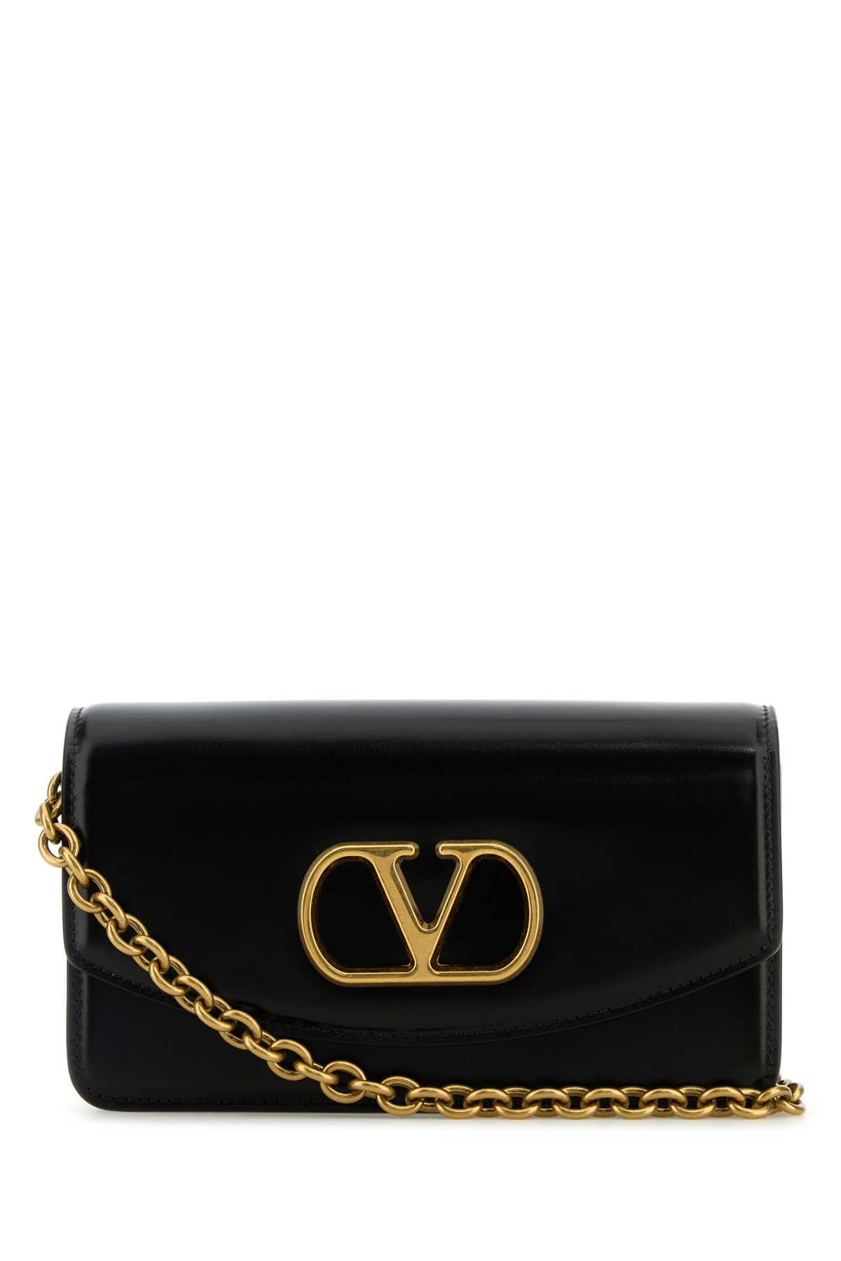 Valentino Garavani Women Black Leather Vlogo Signature Shoulder Bag VALENTINO GARAVANI