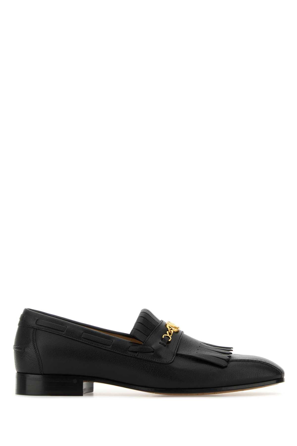 Valentino Garavani Men Black Leather Vlogo Signature Loafers VALENTINO GARAVANI