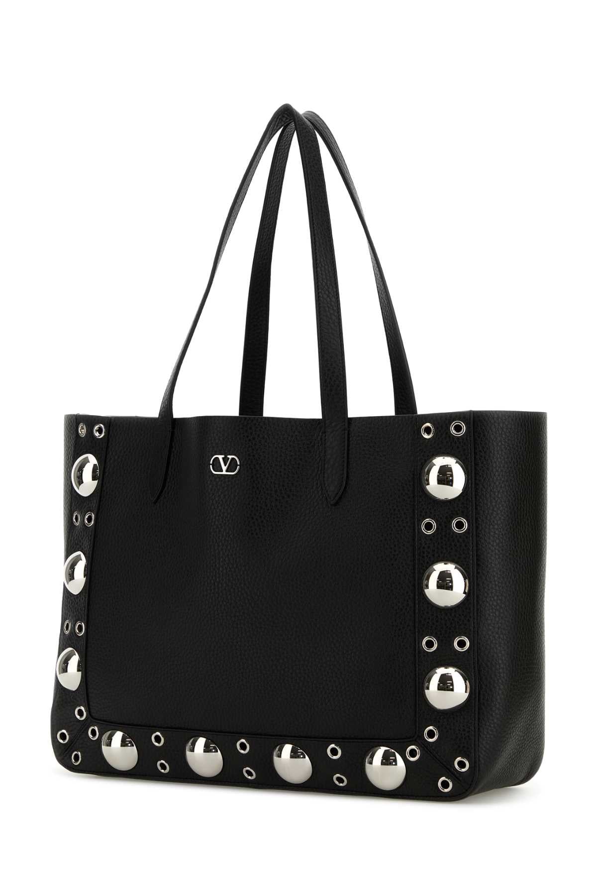 Valentino Garavani Women Black Leather Vlogo Signature Shopping Bag VALENTINO GARAVANI