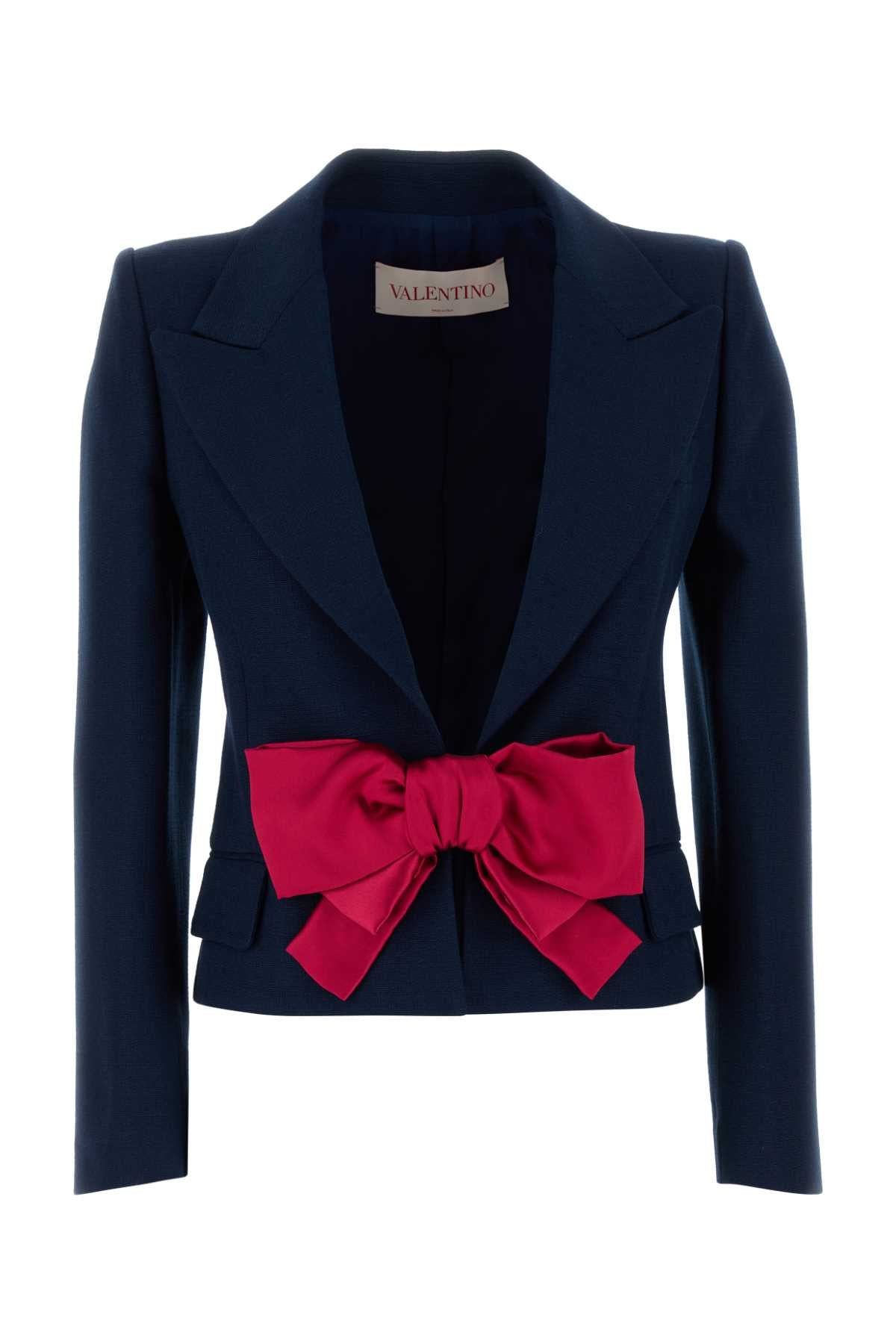 Valentino Garavani Women Navy Blue Viscose Blazer VALENTINO GARAVANI