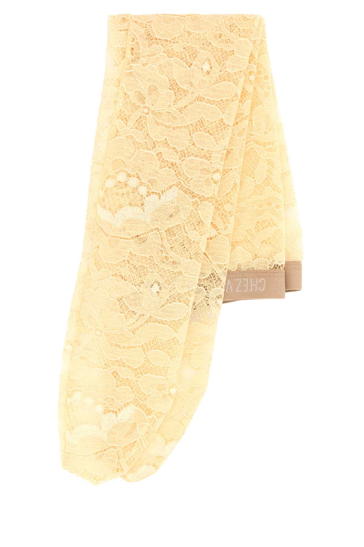 Valentino Garavani Women Cream Stretch Lace Socks VALENTINO GARAVANI